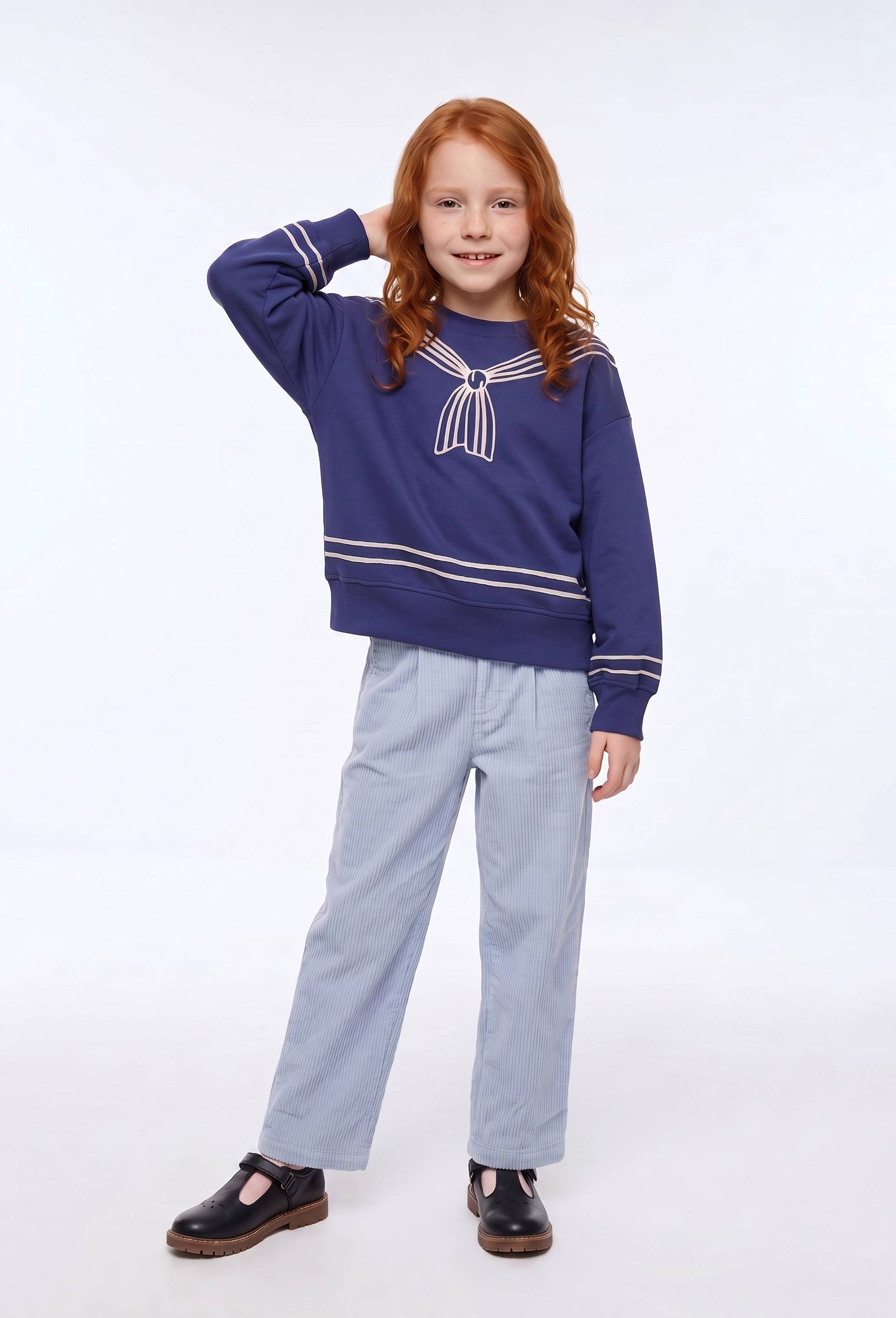 Pantalon large en velours, Bleu, large image number 0.0