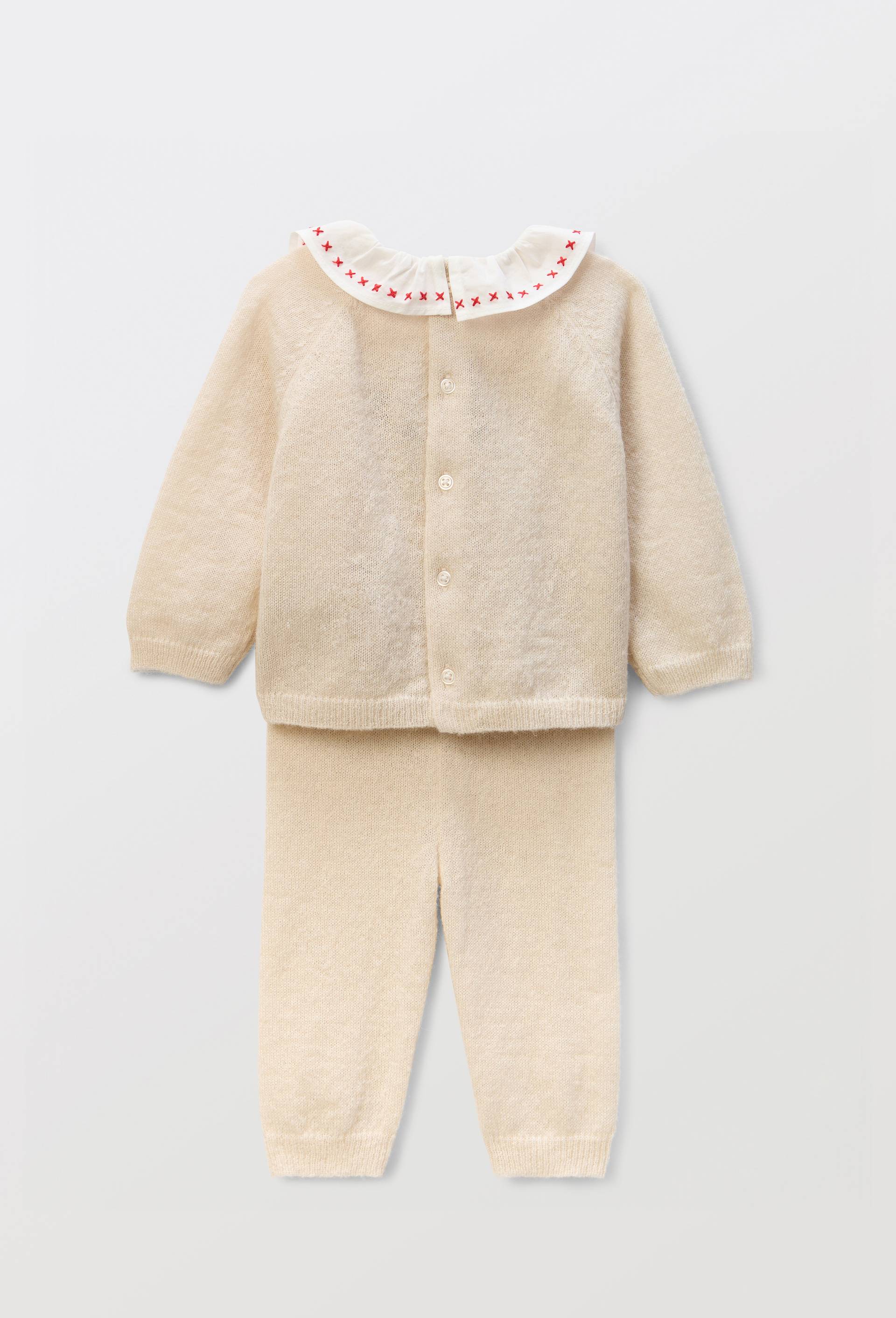 Ensemble tricot brod&eacute;, Beige, large image number 1