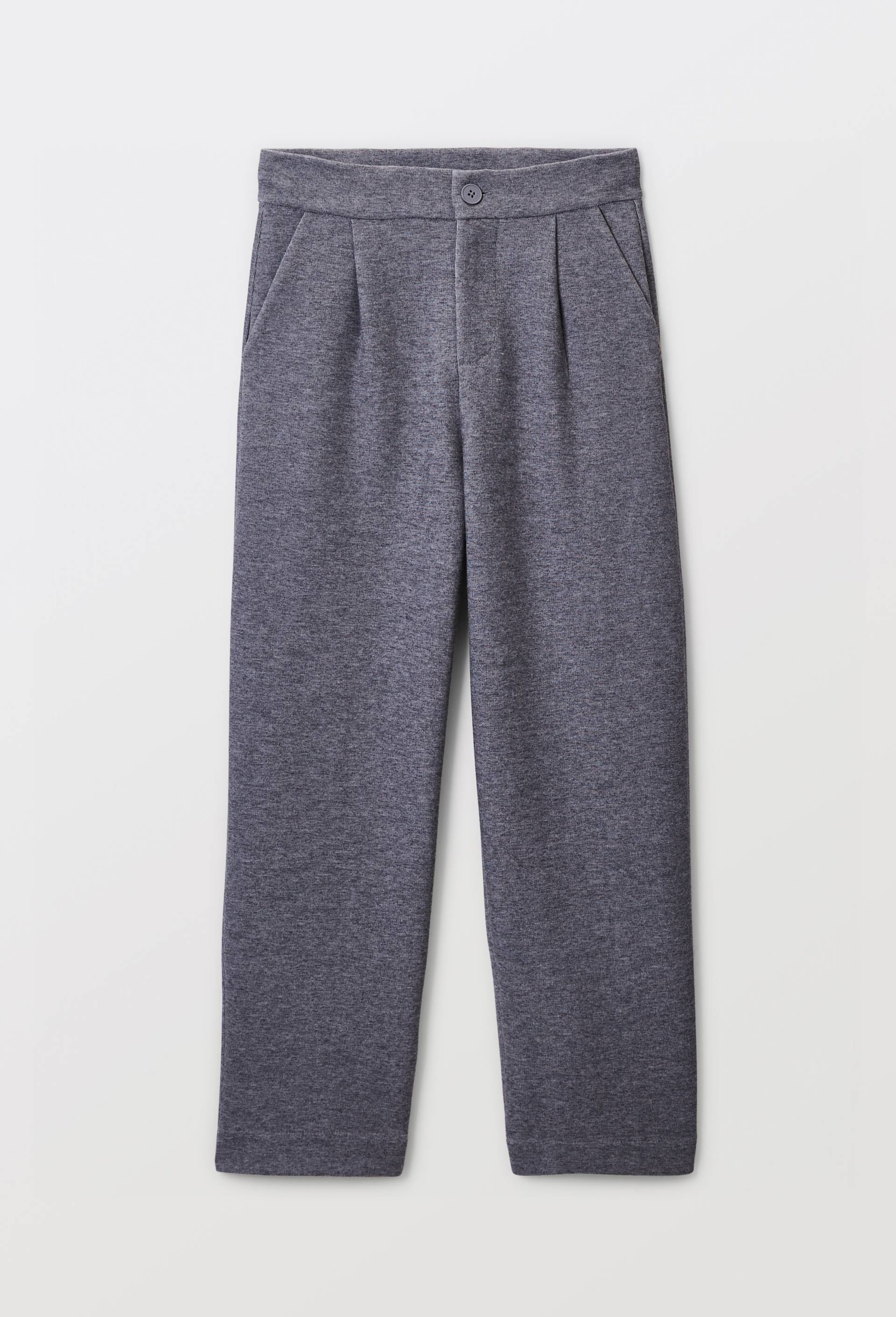 Pantalon uni en maille contenant du coton, Gris, large image number 1
