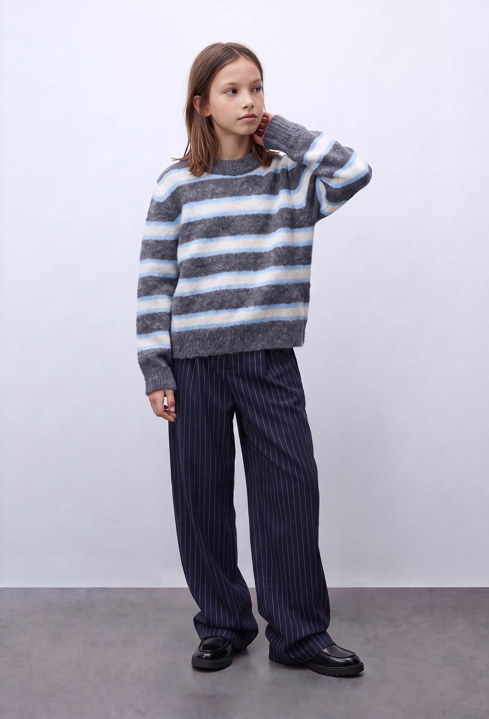 Pantalon ray&eacute; costume, Bleu fonc&eacute;, large image number 0