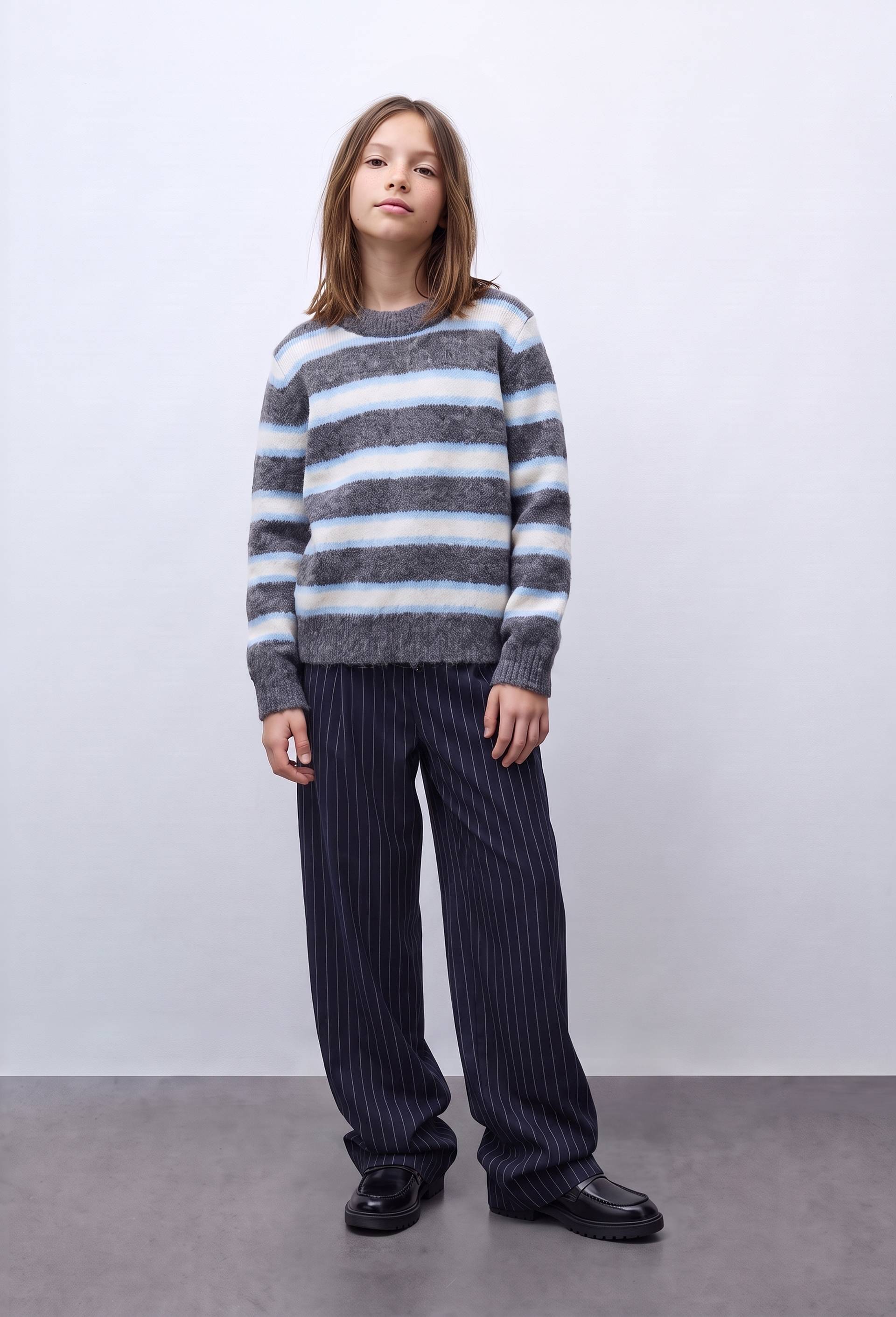 Pantalon ray&eacute; costume, Bleu fonc&eacute;, large image number 1