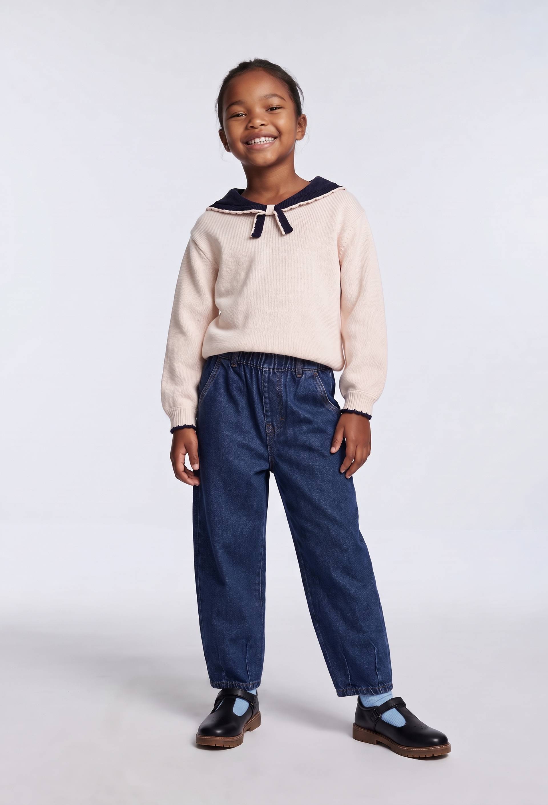 Pull col marin en laine et coton, Beige clair, large image number 0.0