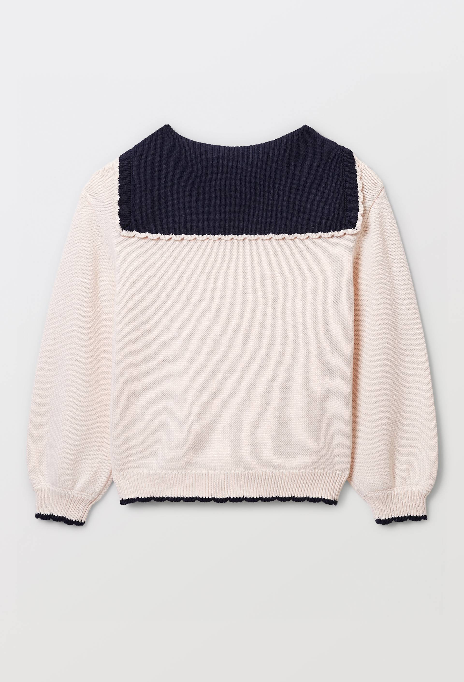 Pull col marin en laine et coton, Beige clair, large image number 2