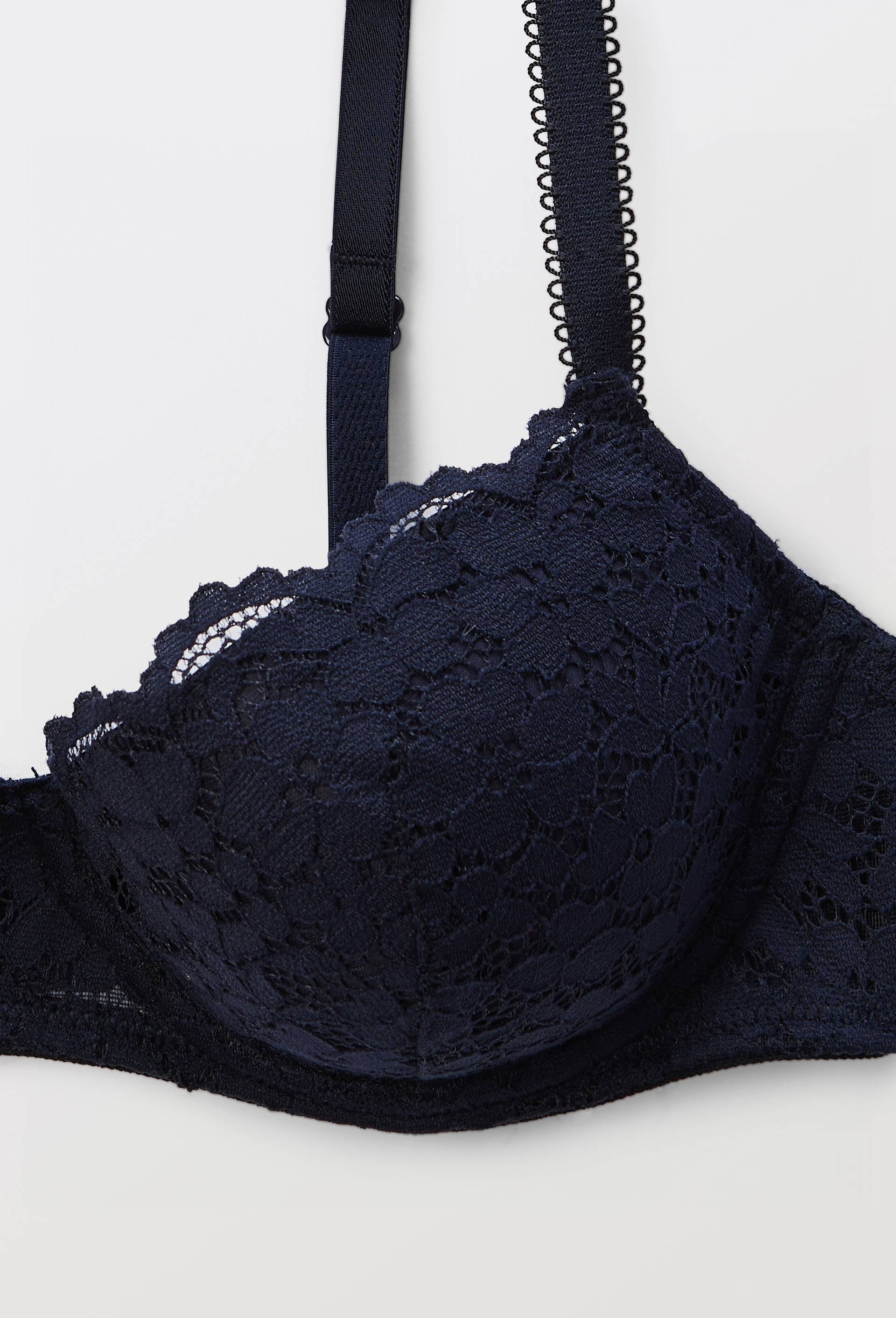 Soutien-gorge corbeille padd&eacute; CAMILLA en dentelle, Bleu fonc&eacute;, large image number 4