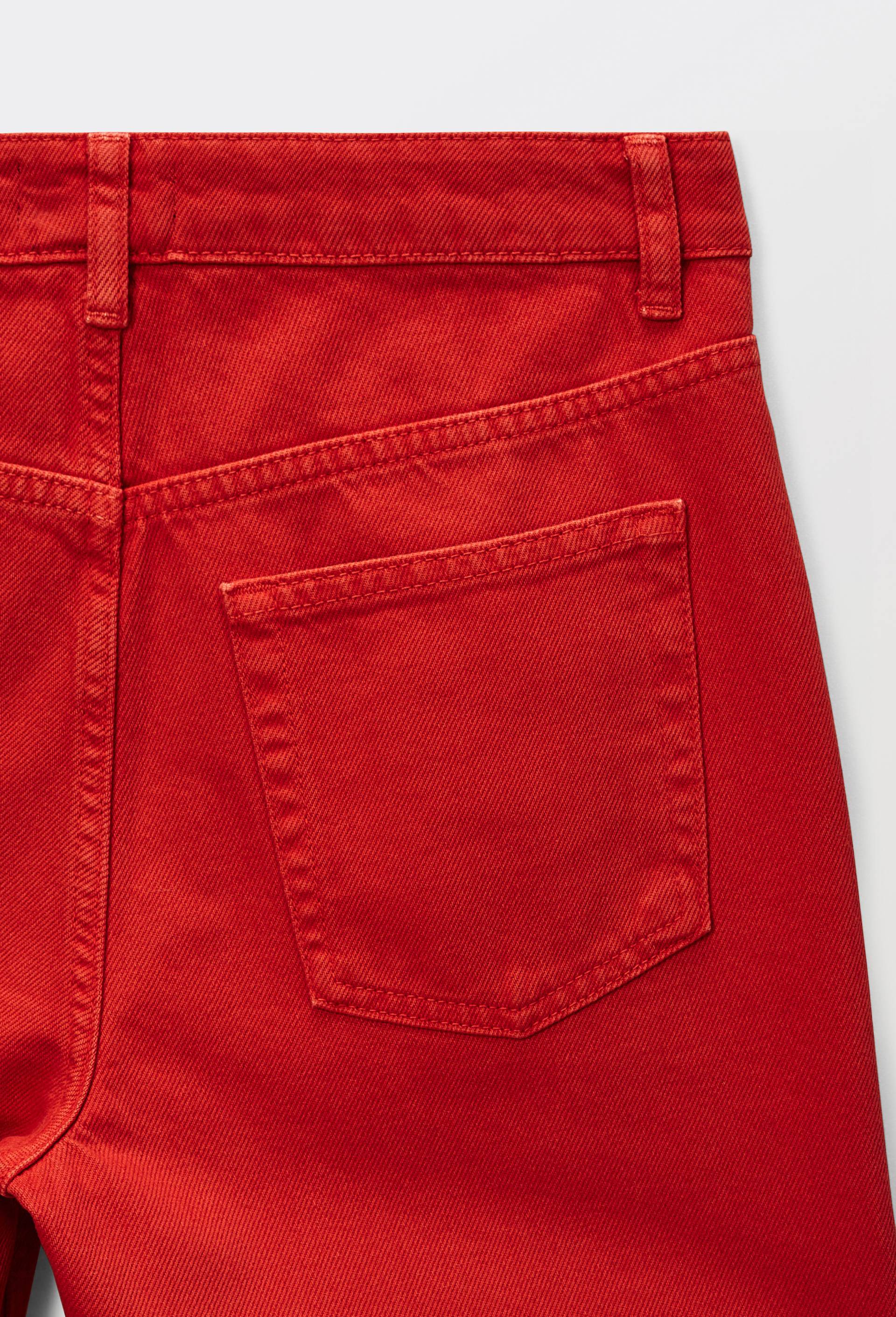 Pantalon droit uni d&eacute;lav&eacute;, Rouge, large image number 4.0