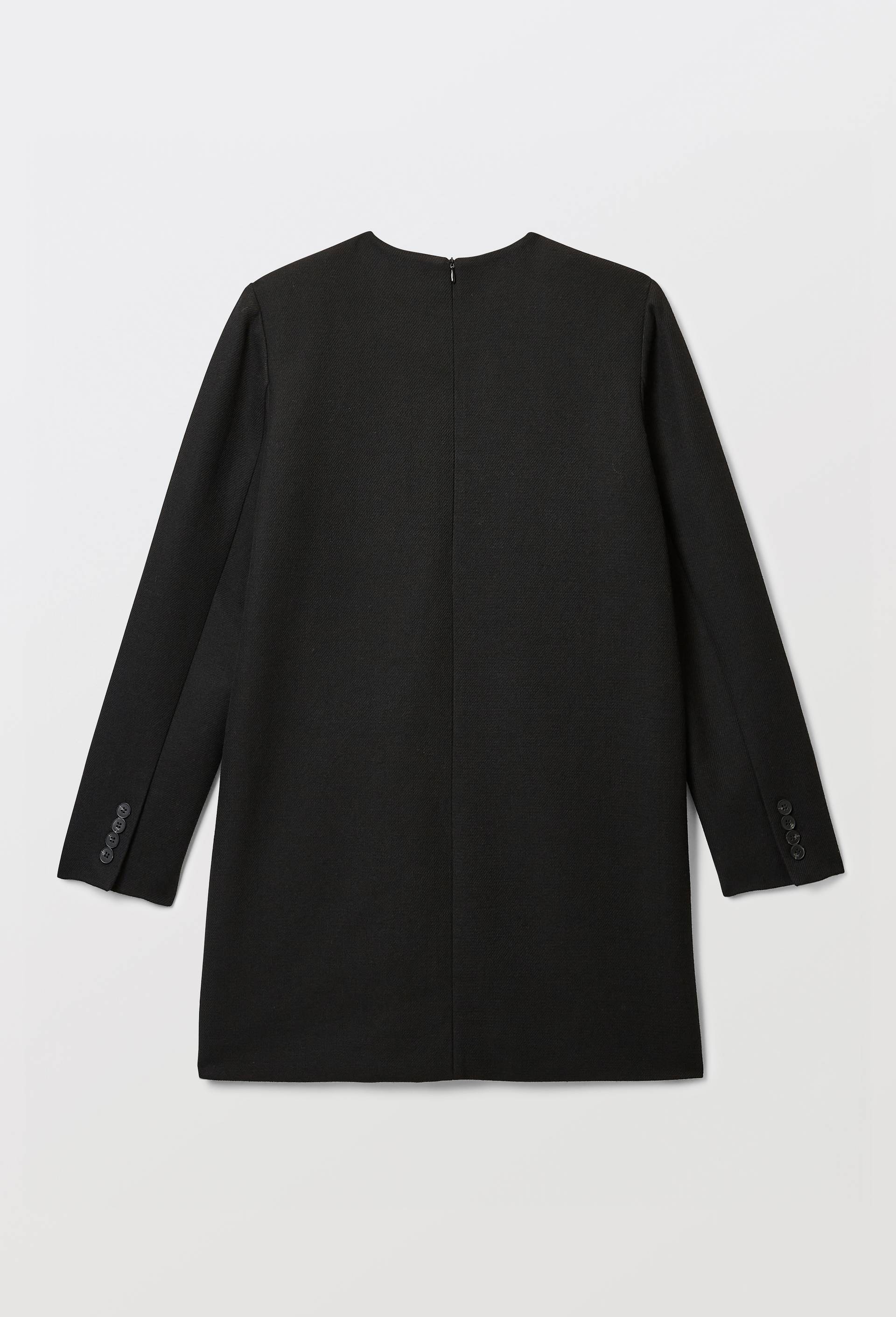 Robe courte unie contenant de la laine, Noir, large image number 3