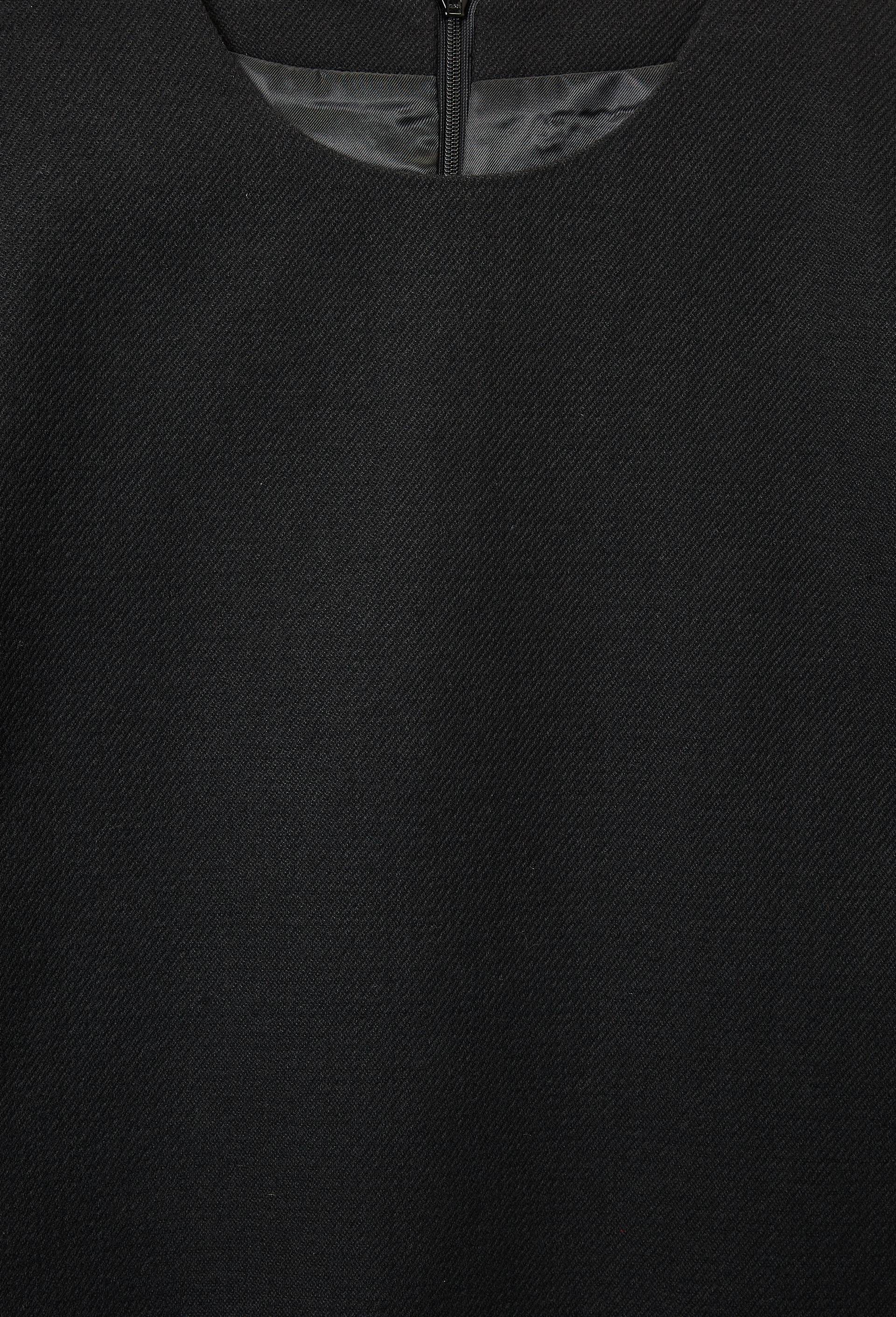 Robe courte unie contenant de la laine, Noir, large image number 4.0