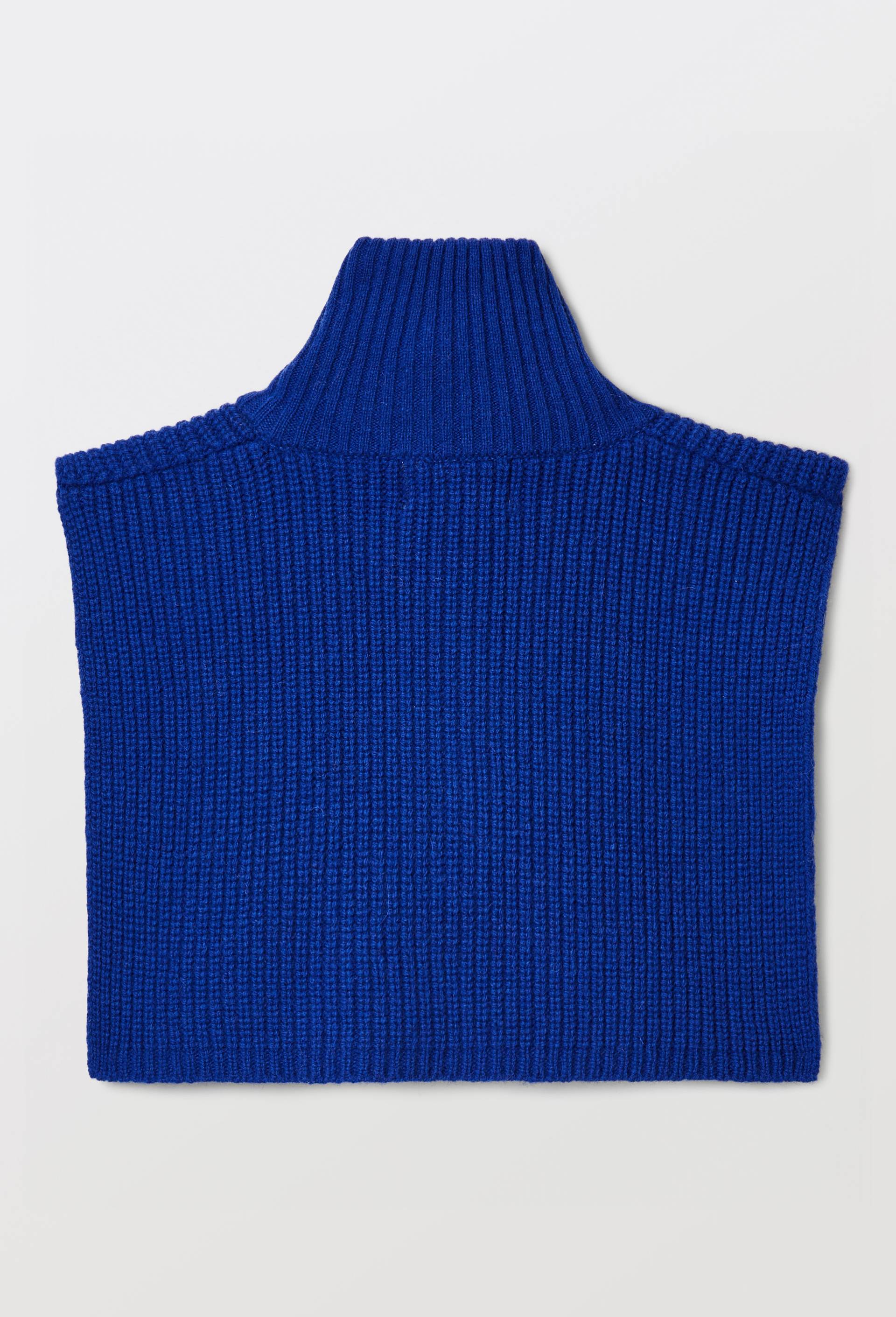 Plastron col zipp&eacute; en laine c&ocirc;tel&eacute;e, Bleu, large image number 3.0