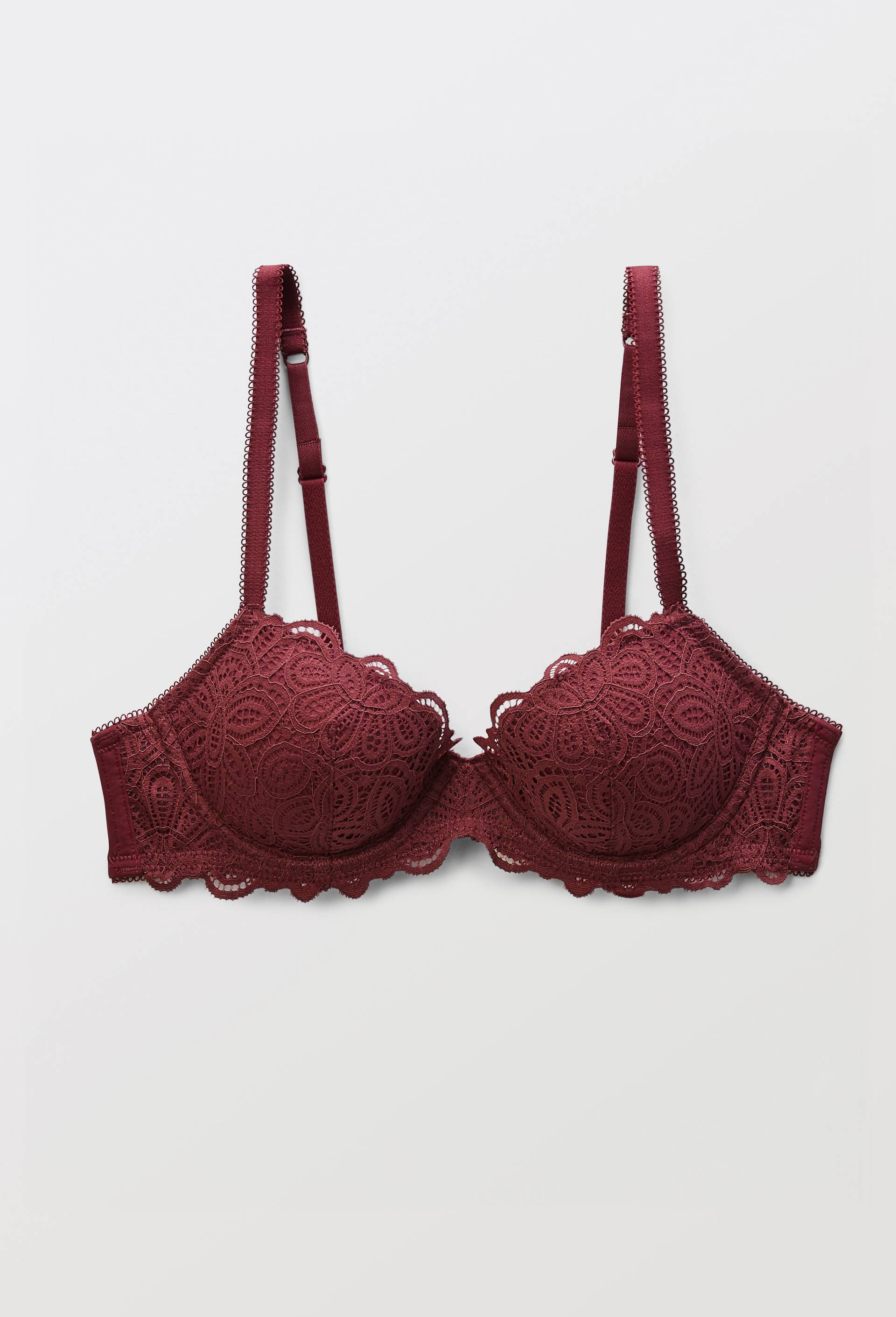 Soutien-gorge corbeille padd&eacute; VERA en dentelle, Rouge fonc&eacute;, large image number 2.0