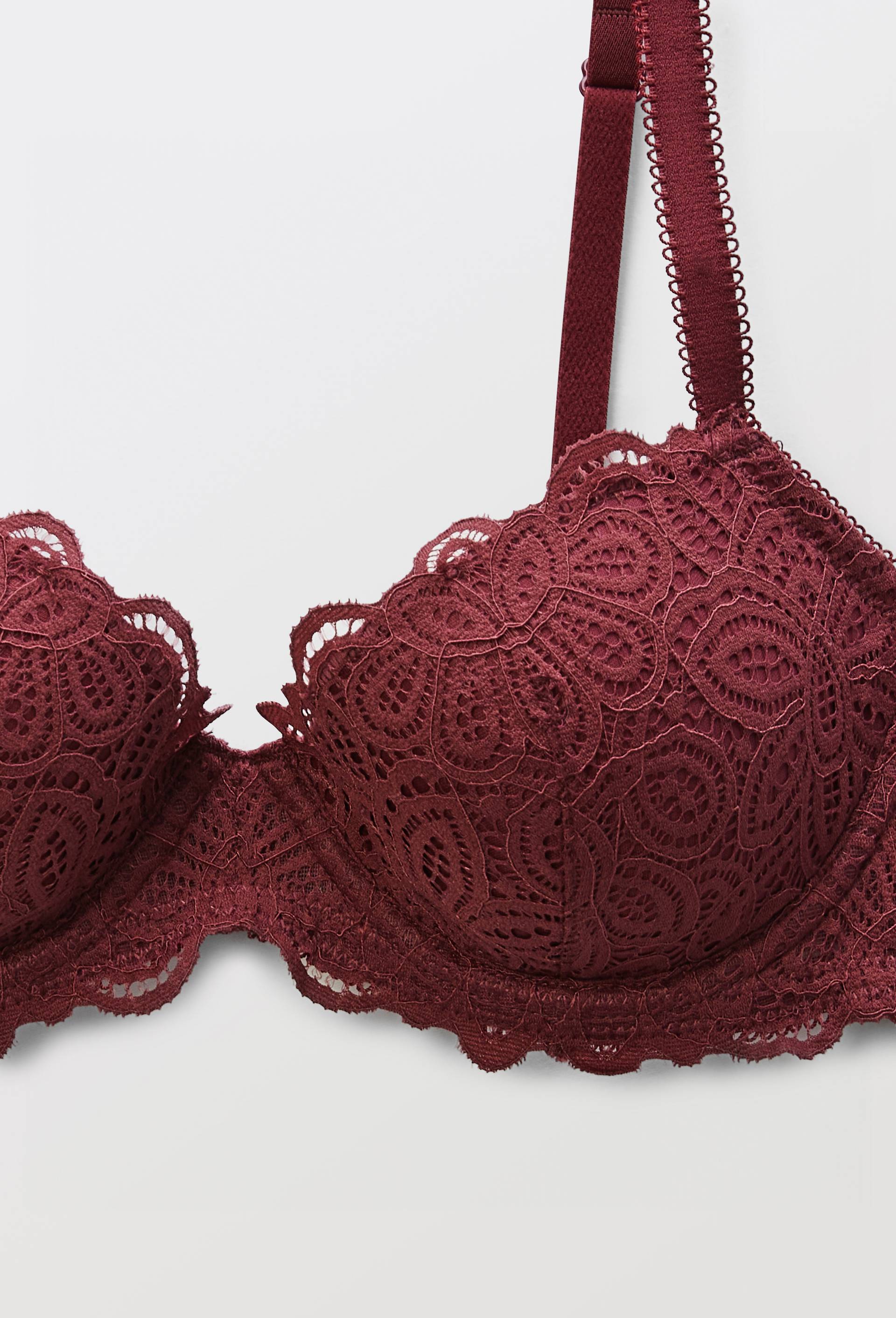 Soutien-gorge corbeille padd&eacute; VERA en dentelle, Rouge fonc&eacute;, large image number 4
