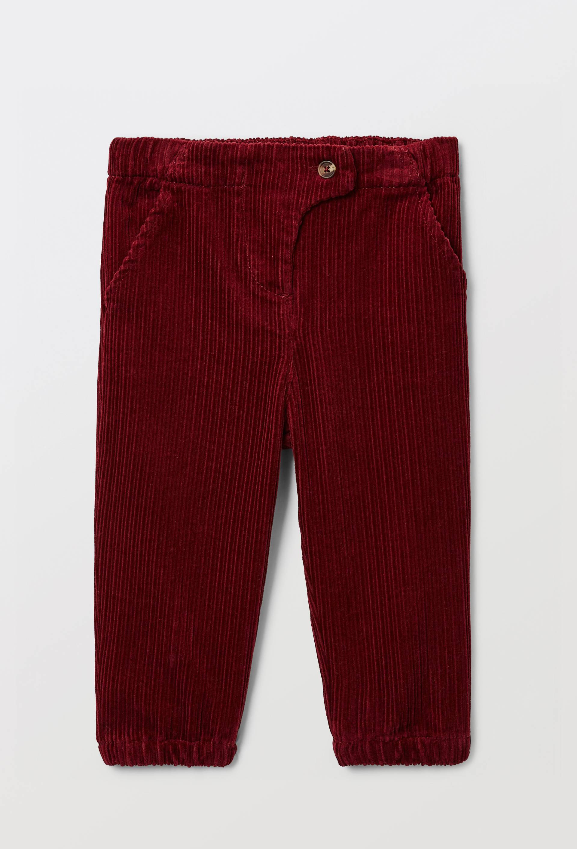 Pantalon uni en gros velours en coton BIO GOTS, Rouge fonc&eacute;, swatch image