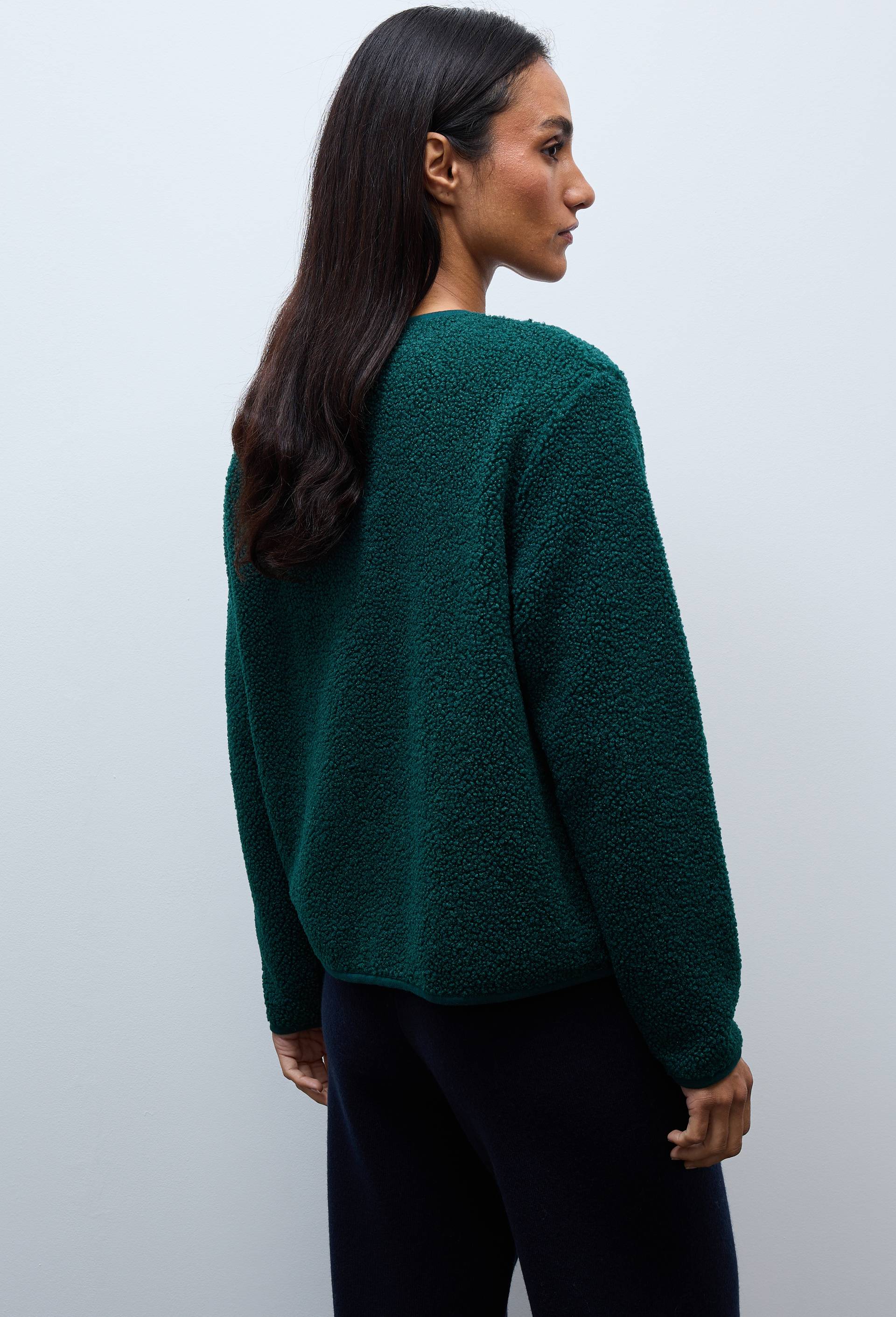 Veste manches longues en sherpa doublure tartan, Vert fonc&eacute;, large image number 1