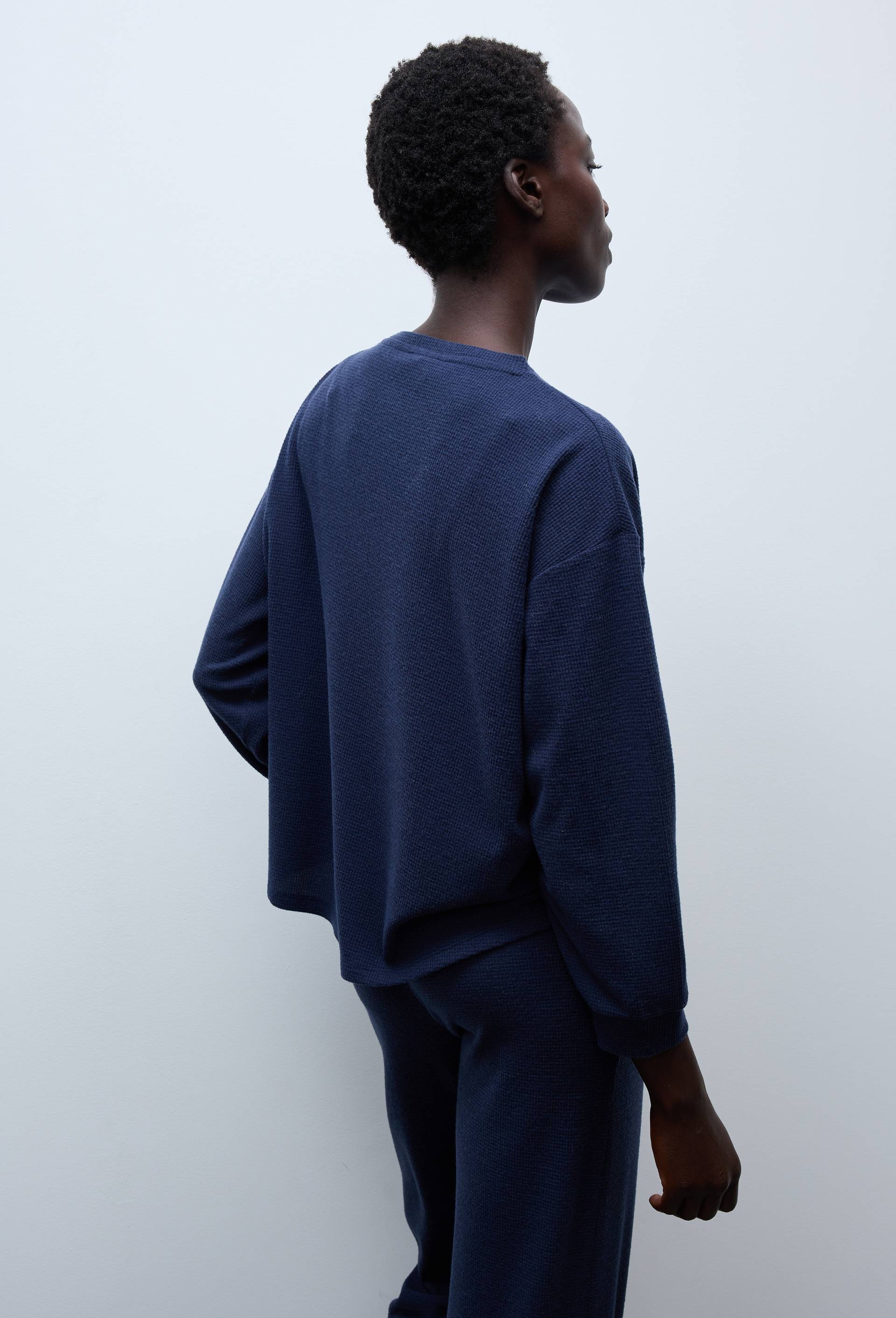 Pantalon de pyjama gauffr&eacute;, Bleu fonc&eacute;, large image number 1