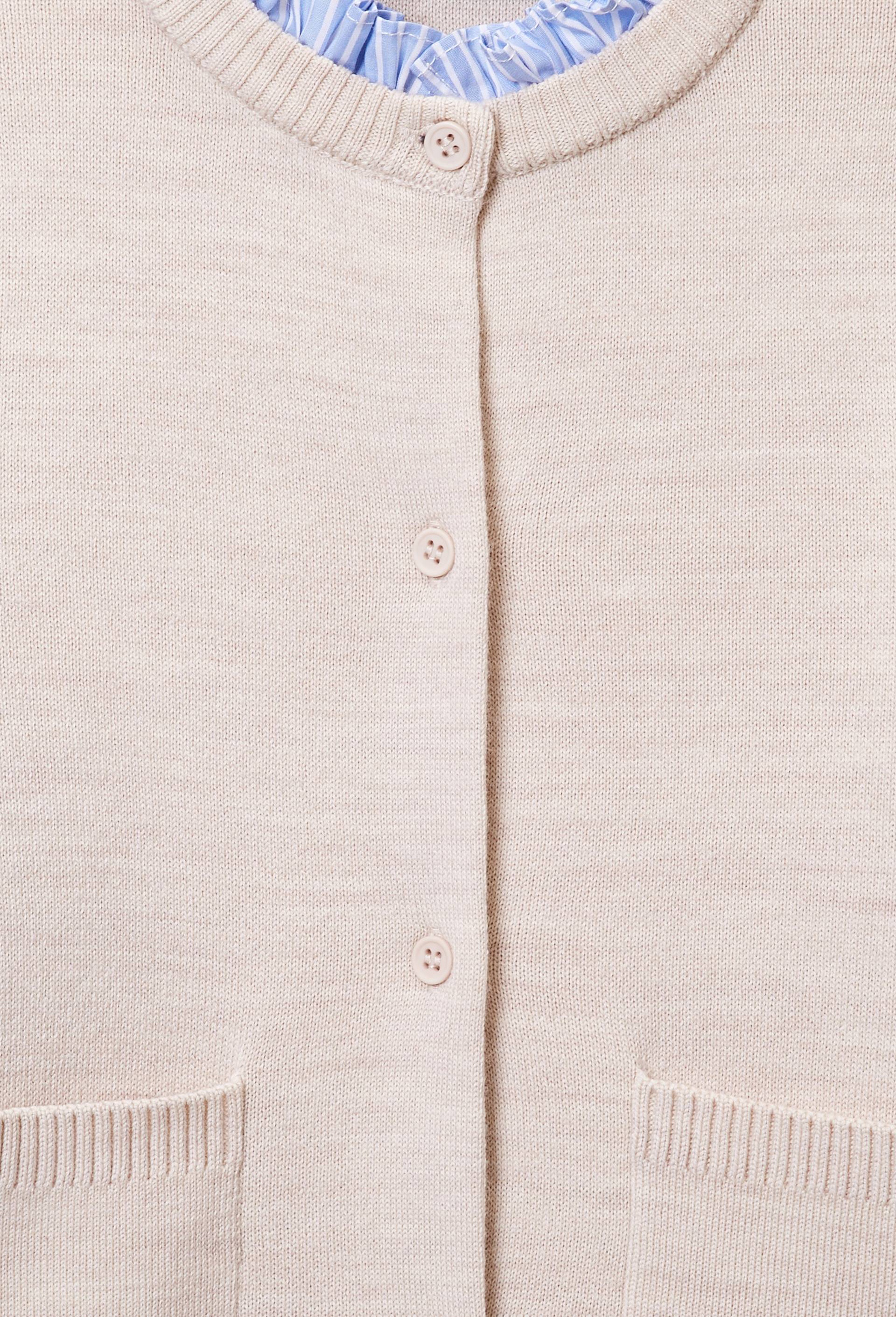 Pull avec col et poignets de chemise contenant de la laine, Beige, large image number 5