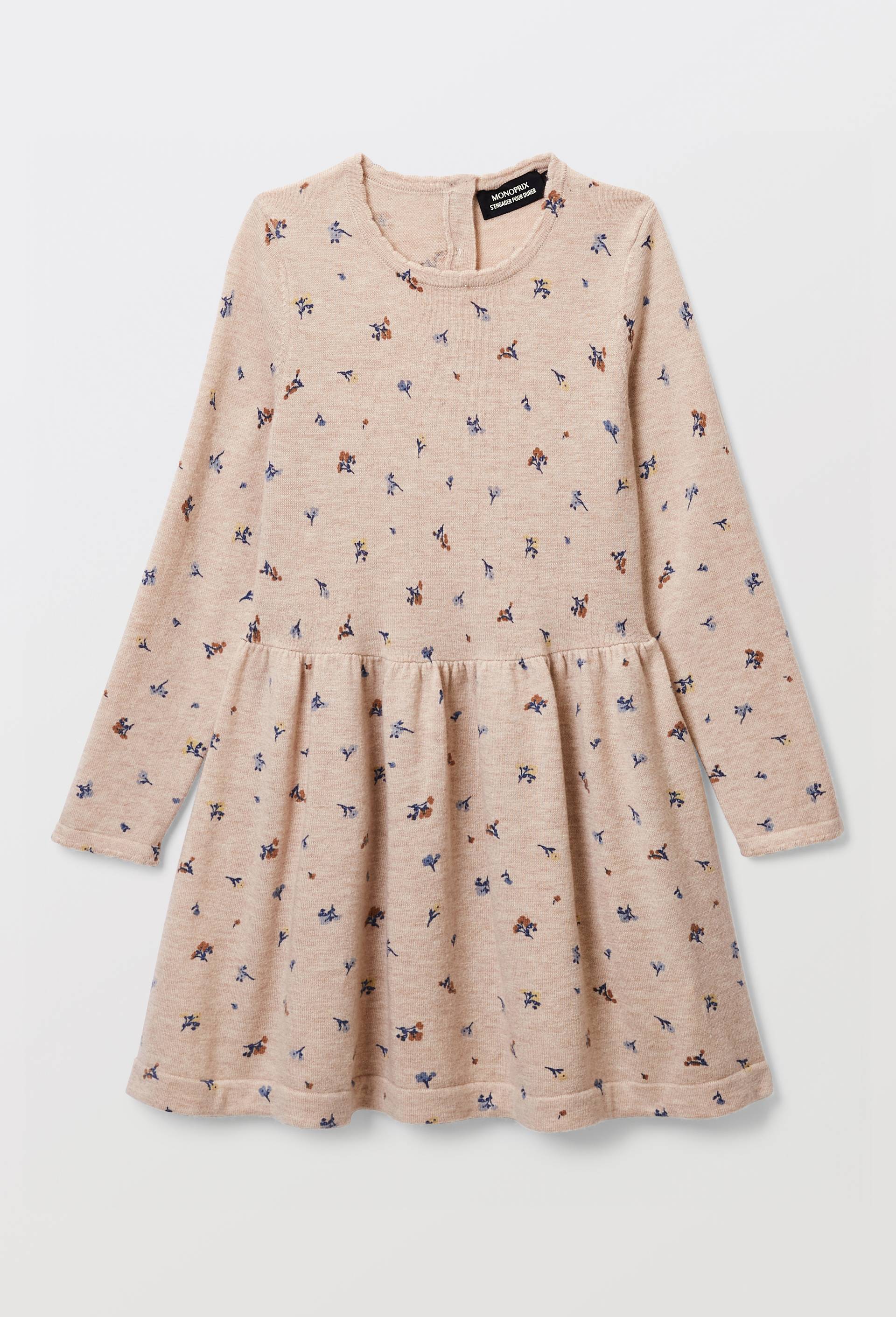 Robe imprim&eacute;e en laine, Beige clair, large image number 2
