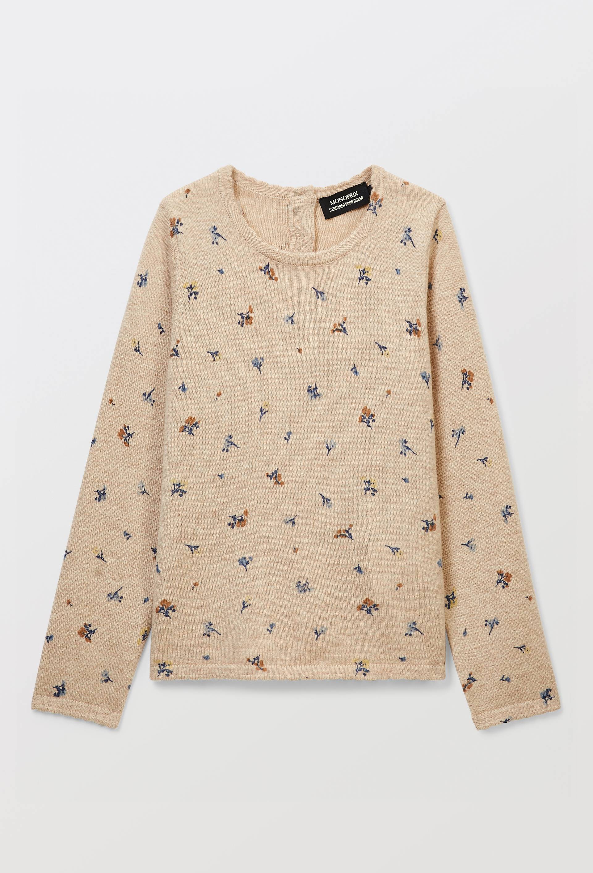 Pull imprim&eacute; en laine, Beige clair, large image number 2.0