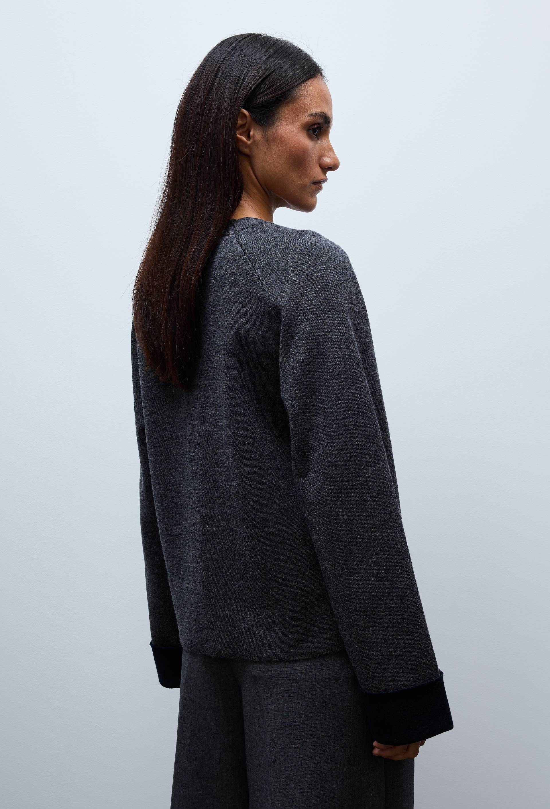 Cardigan &agrave; pressions en coton laine, Gris fonc&eacute;, large image number 1