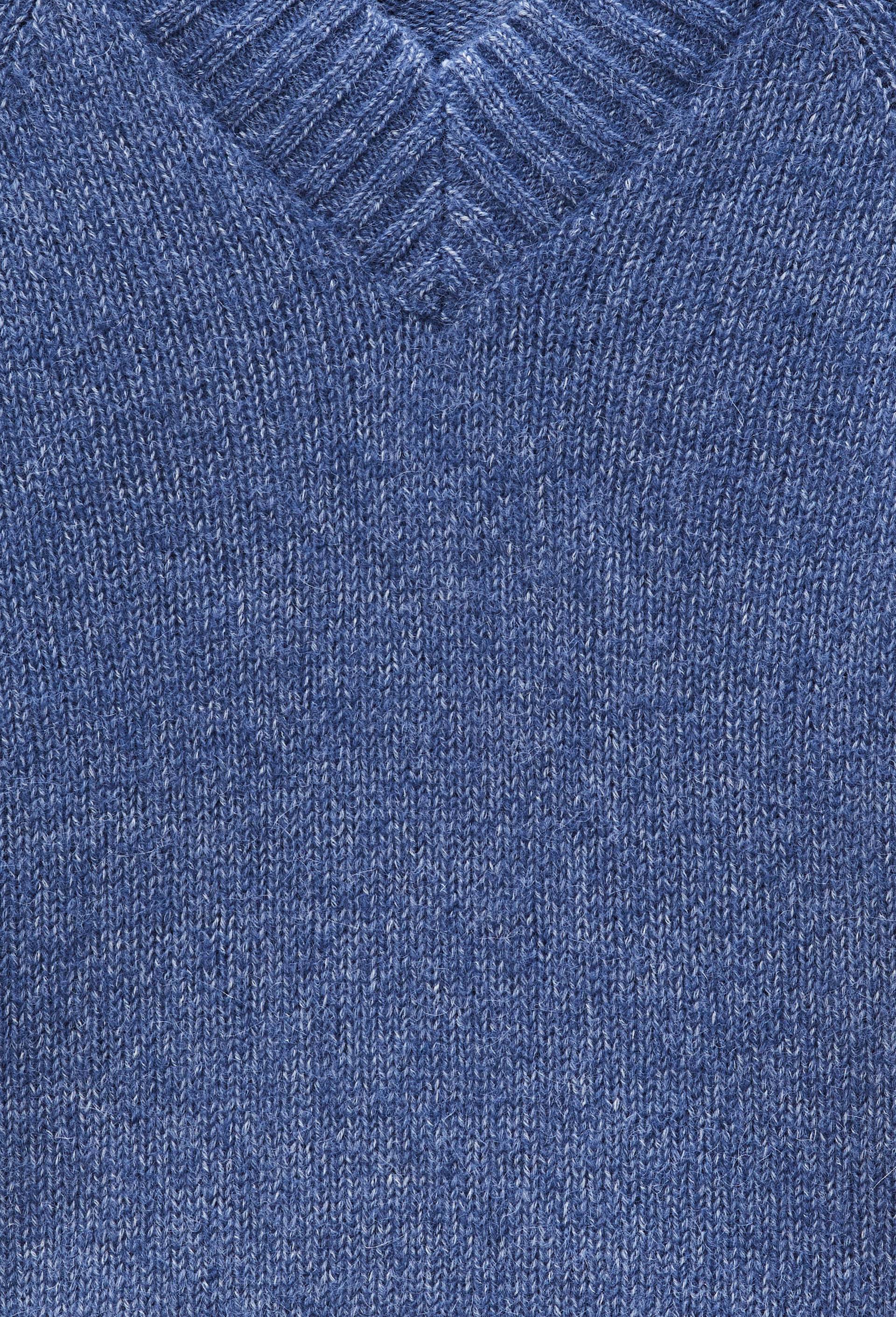 Pull col V contenant de l'alpaga, Bleu, large image number 4.0