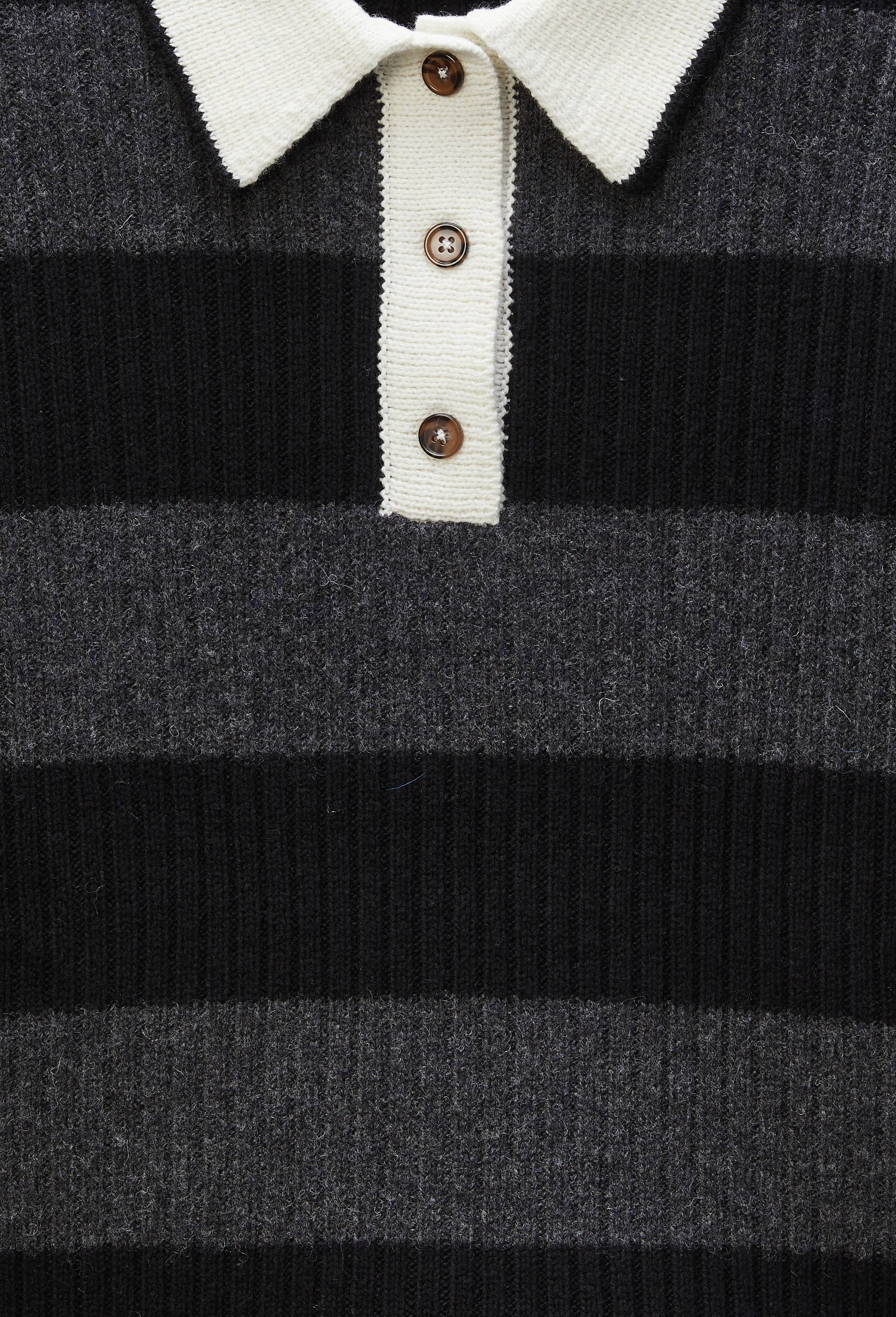 Polo ray&eacute; contenant de la laine, Gris fonc&eacute;, large image number 4.0