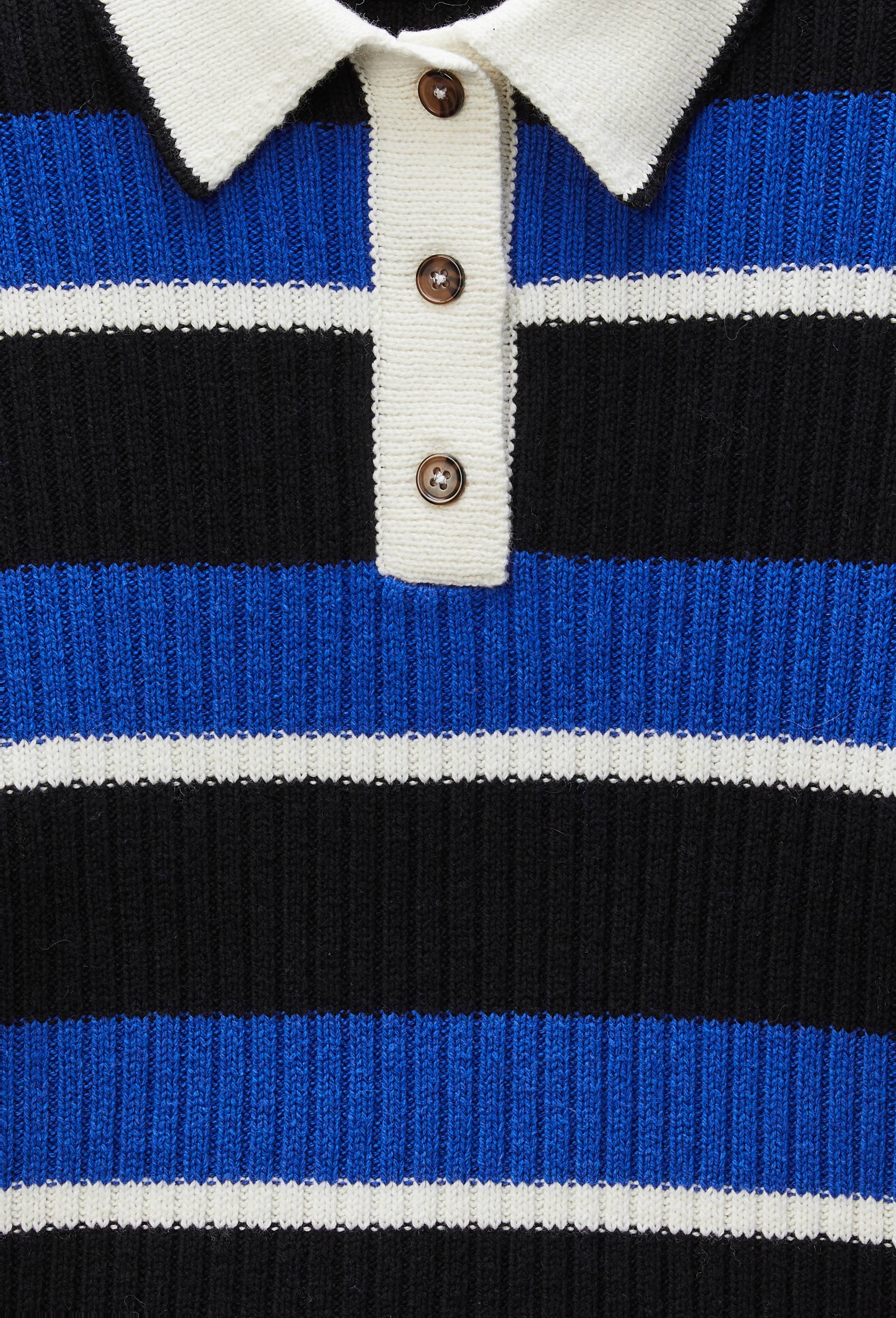 Polo ray&eacute; contenant de la laine, Bleu, large image number 4