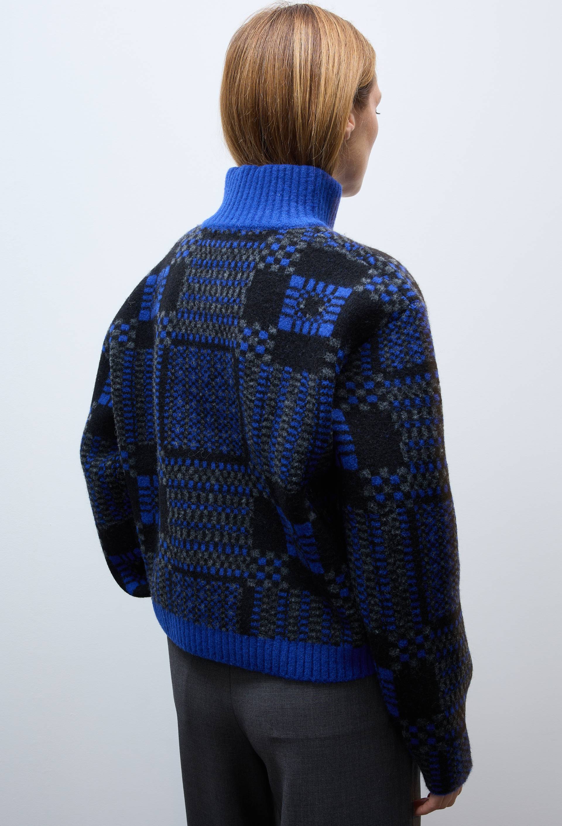 Veste zipp&eacute;e &agrave; motifs contenant de la laine, Bleu, large image number 3.0