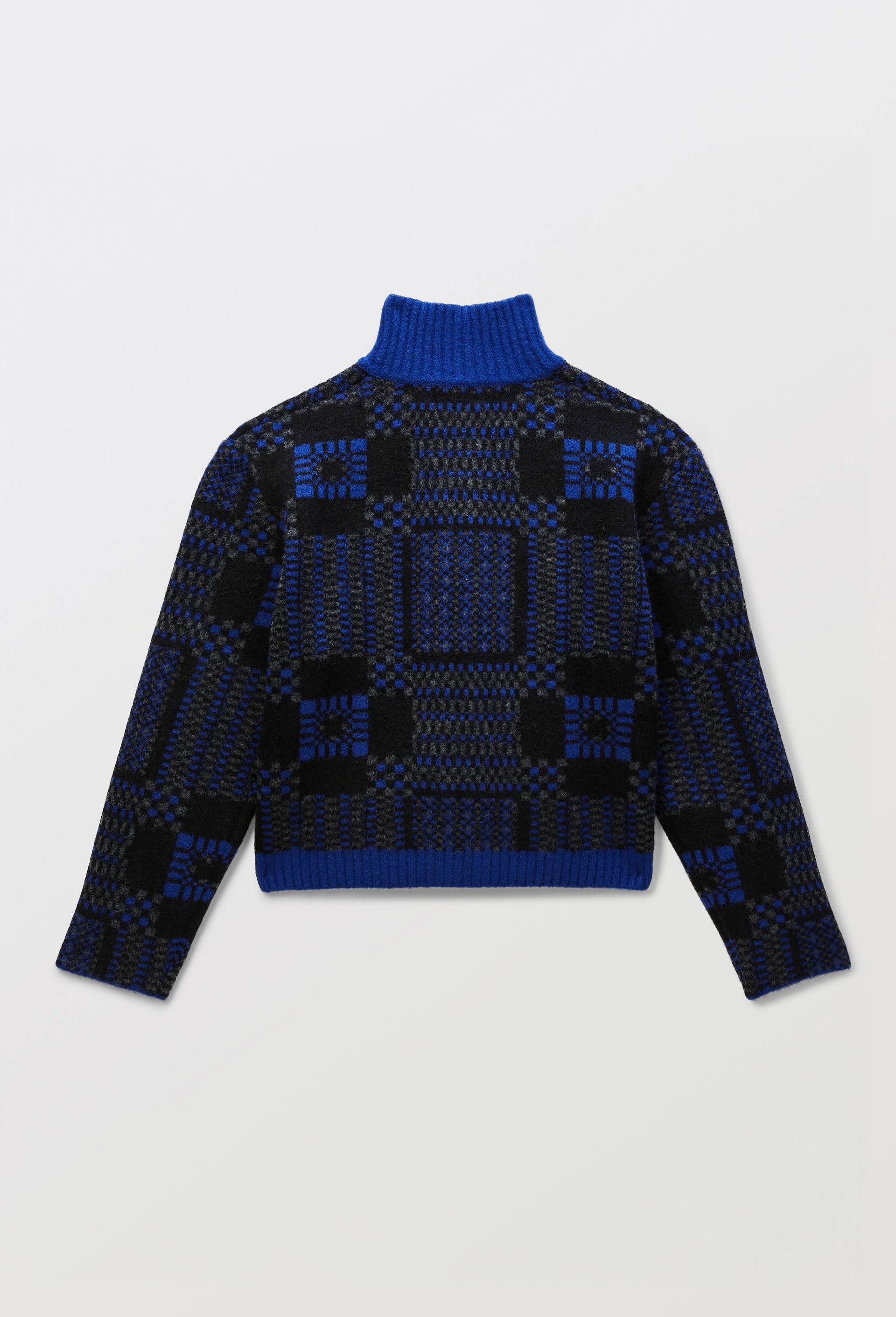 Veste zipp&eacute;e &agrave; motifs contenant de la laine, Bleu, large image number 5