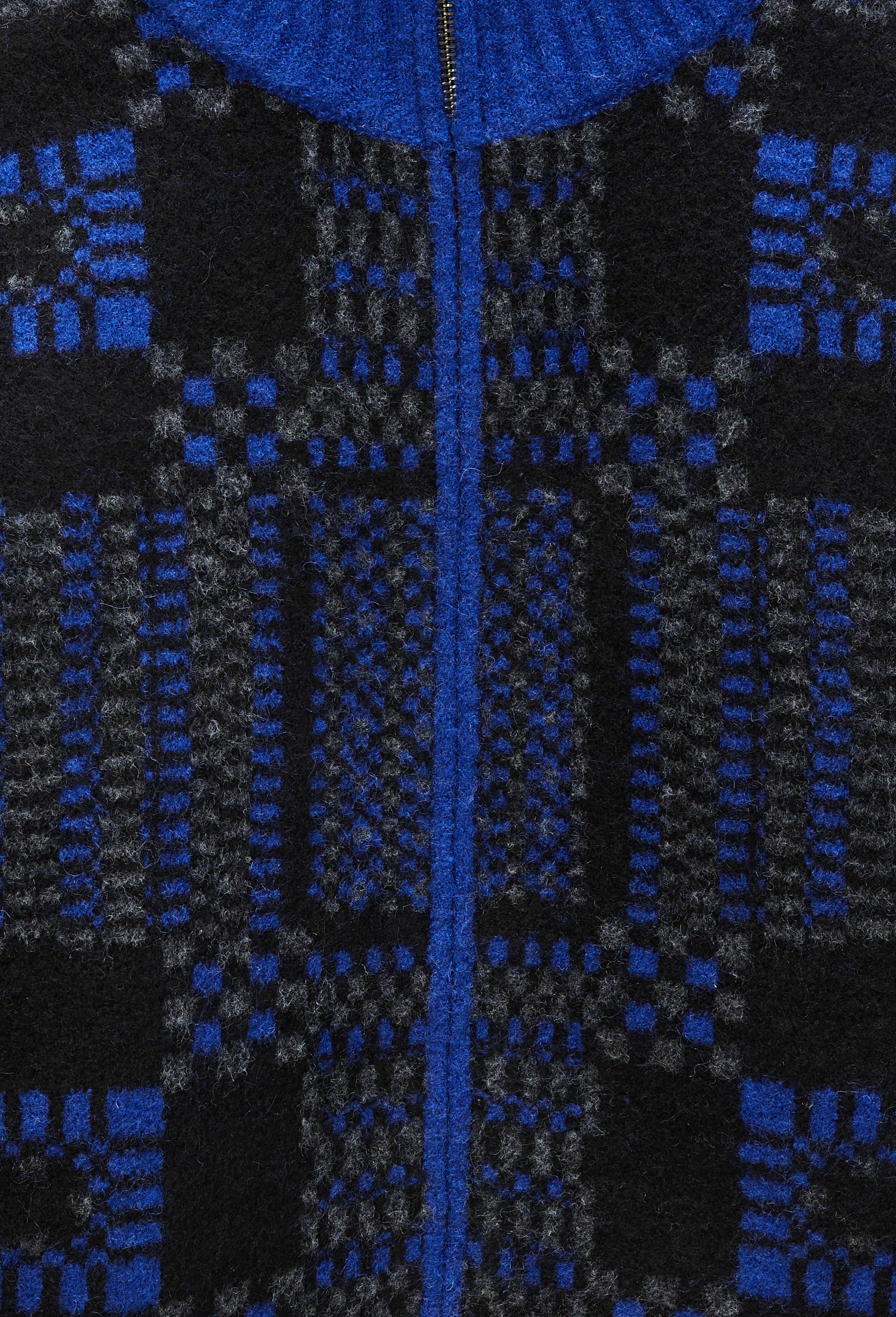Veste zipp&eacute;e &agrave; motifs contenant de la laine, Bleu, large image number 6.0