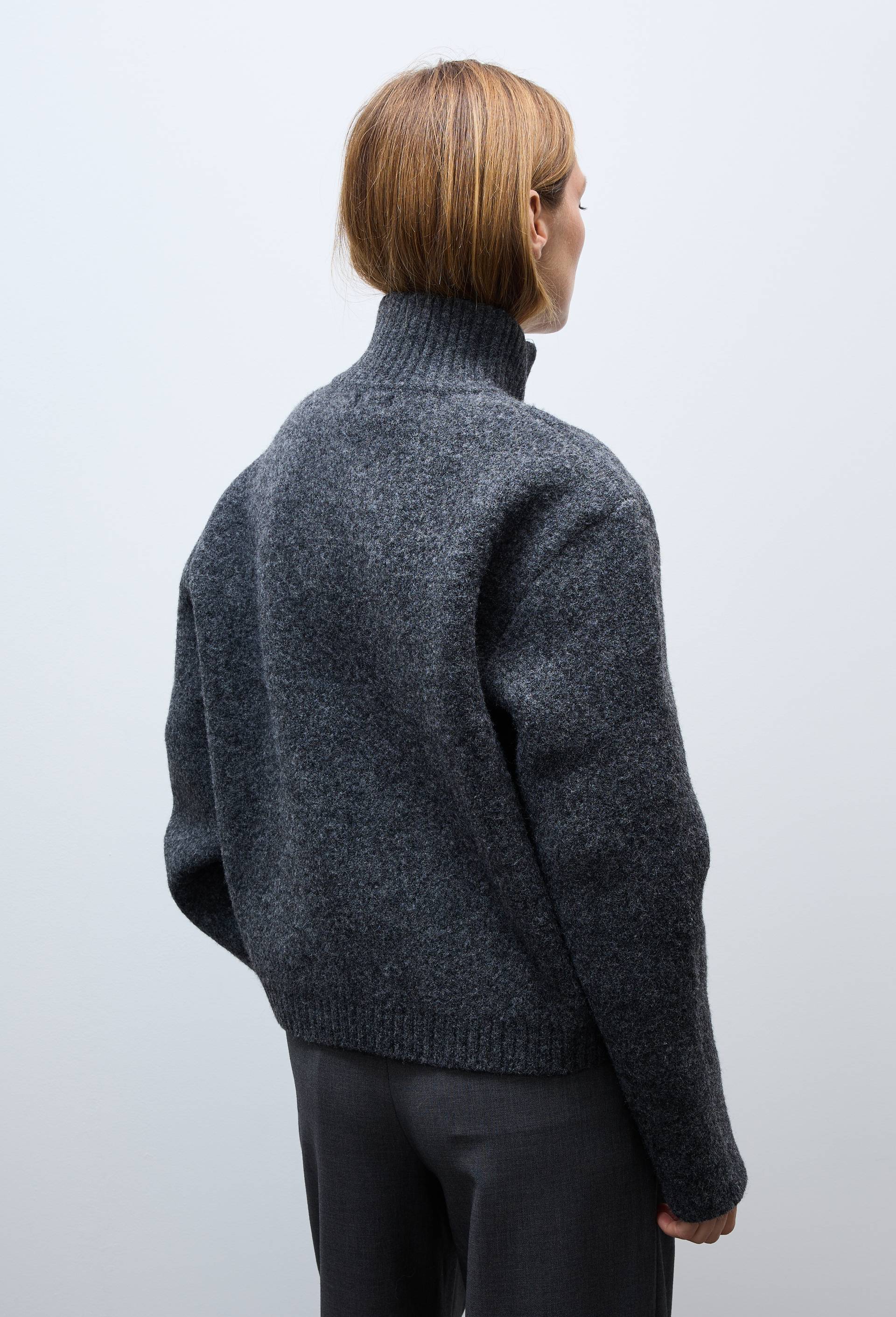 Veste zipp&eacute;e unie contenant de la laine, Gris fonc&eacute;, large image number 2