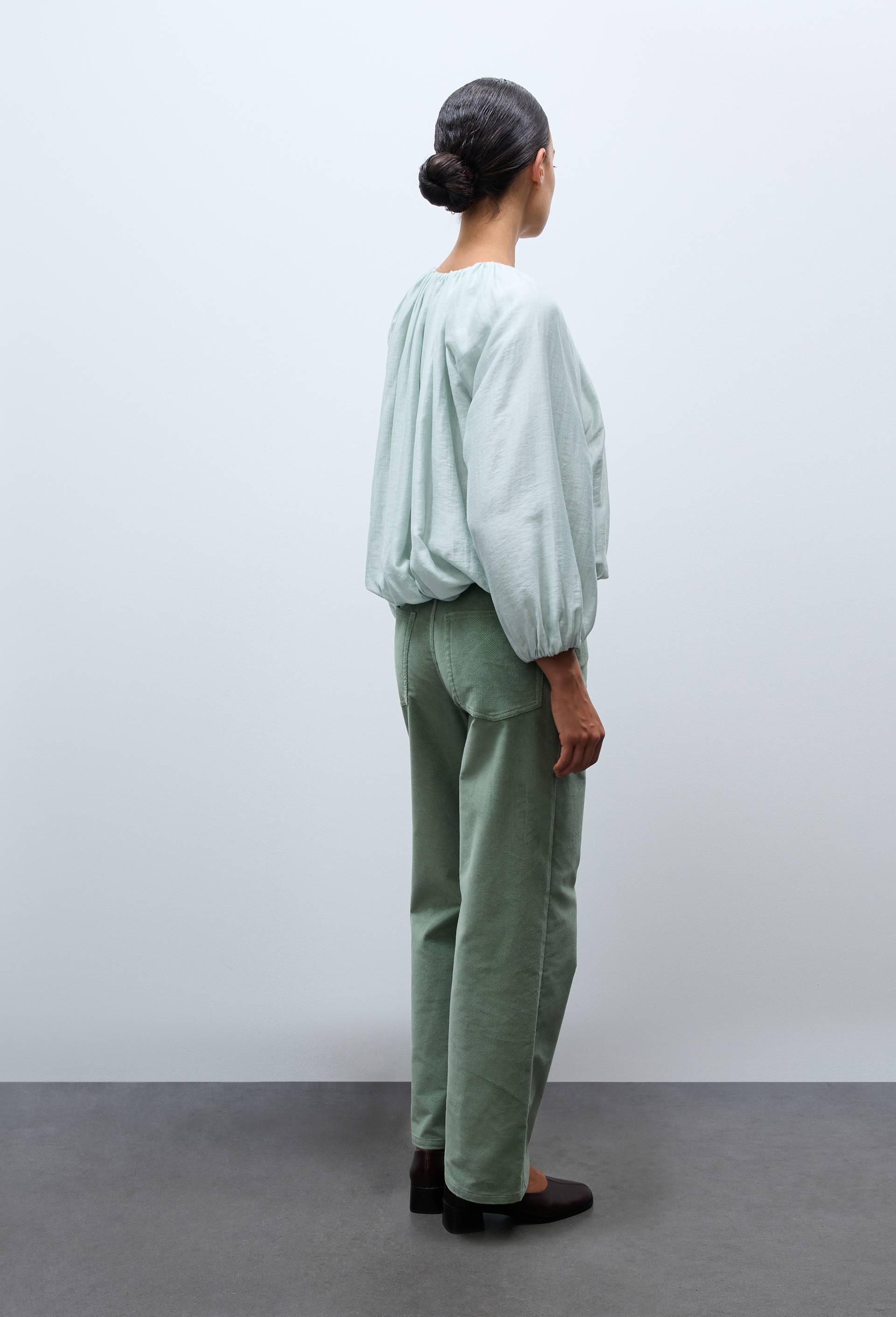 Pantalon large en velours, Vert, large image number 1.0
