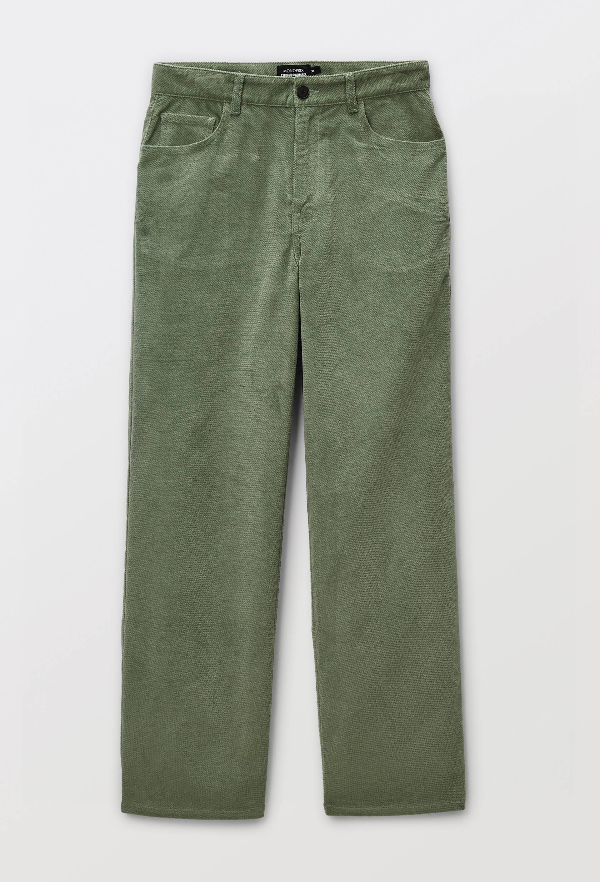 Pantalon large en velours, Vert, large image number 2