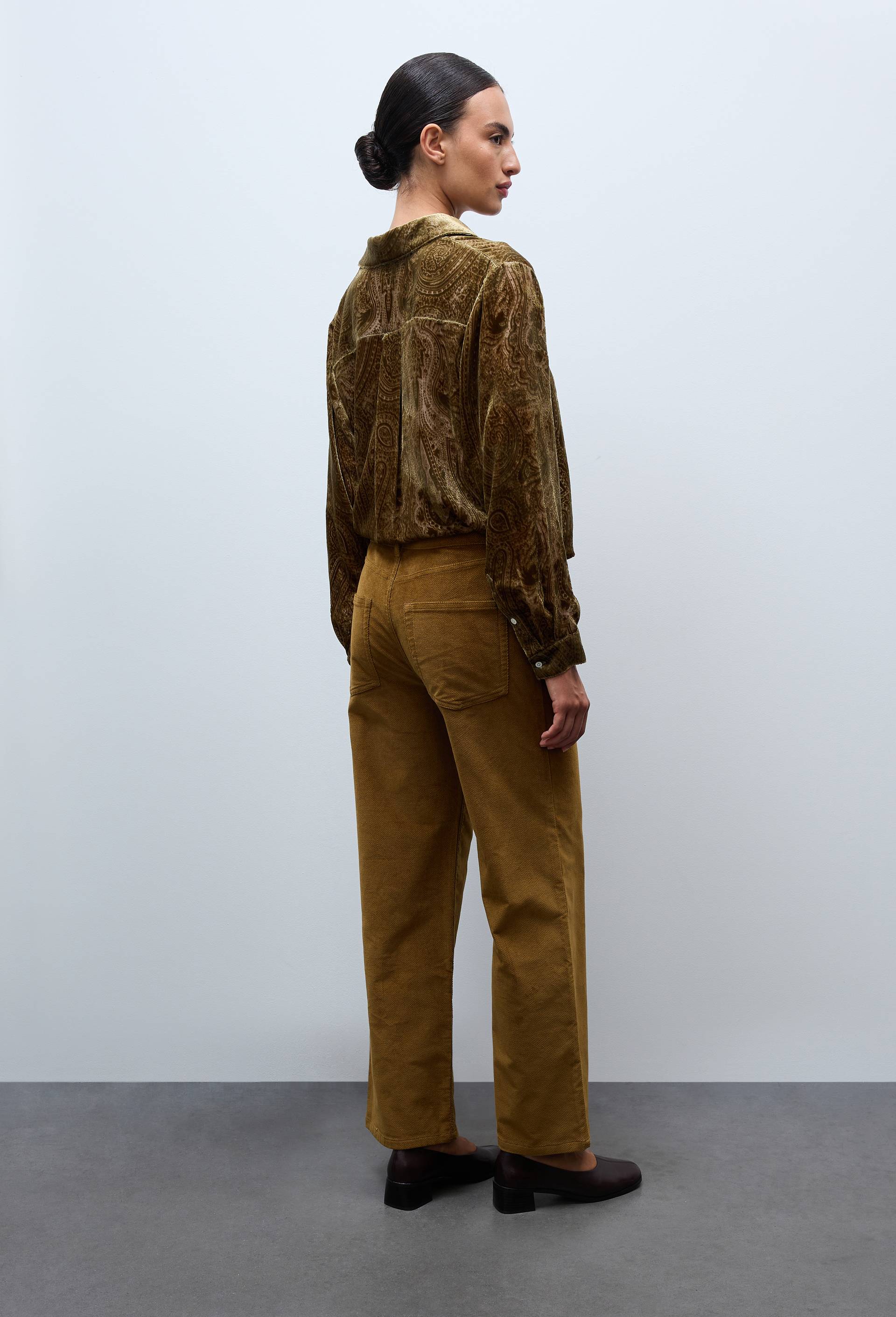 Pantalon large en velours, Jaune fonc&eacute;, large image number 1.0
