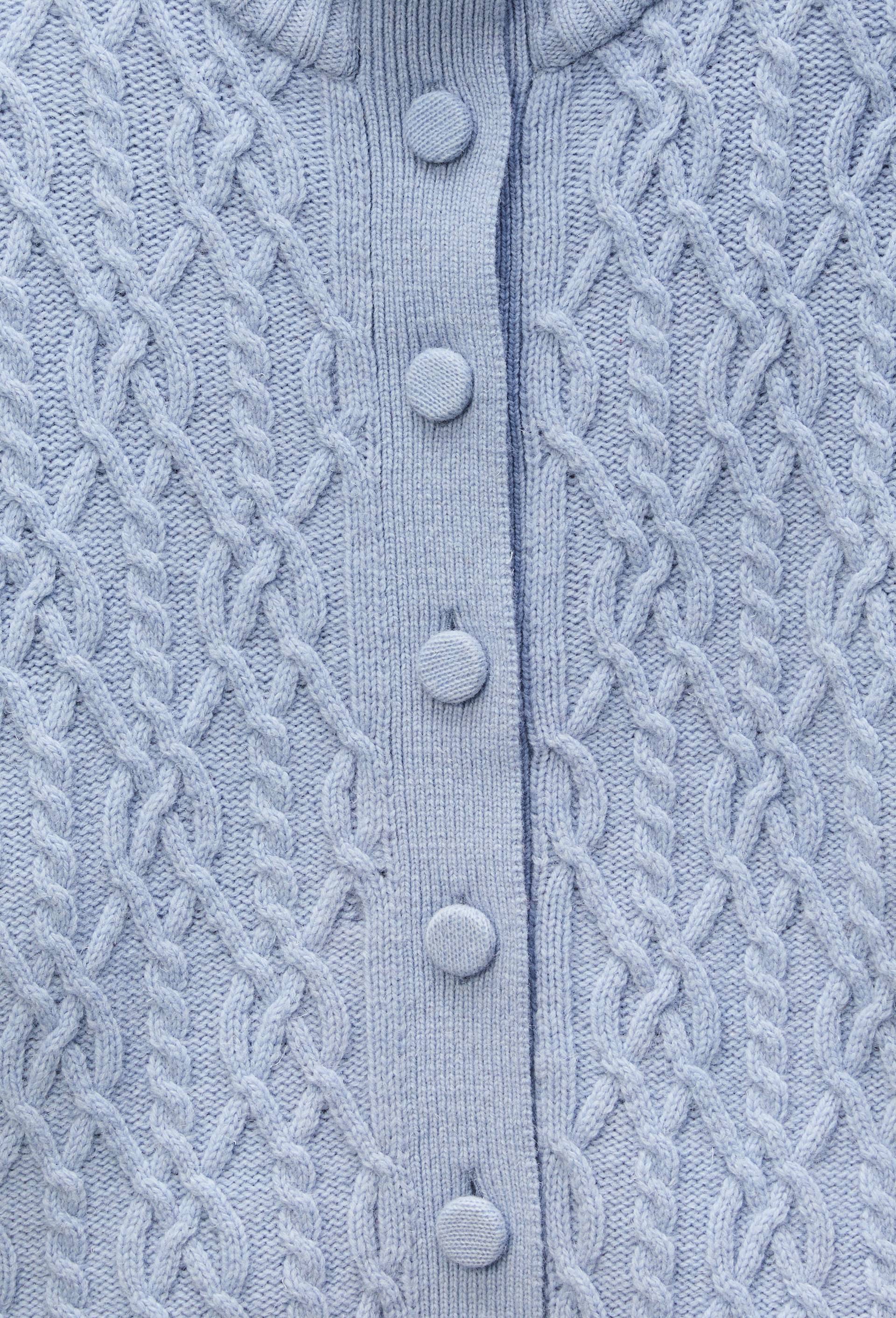 Cardigan col montant torsad&eacute; contenant de la laine, Bleu, large image number 4.0