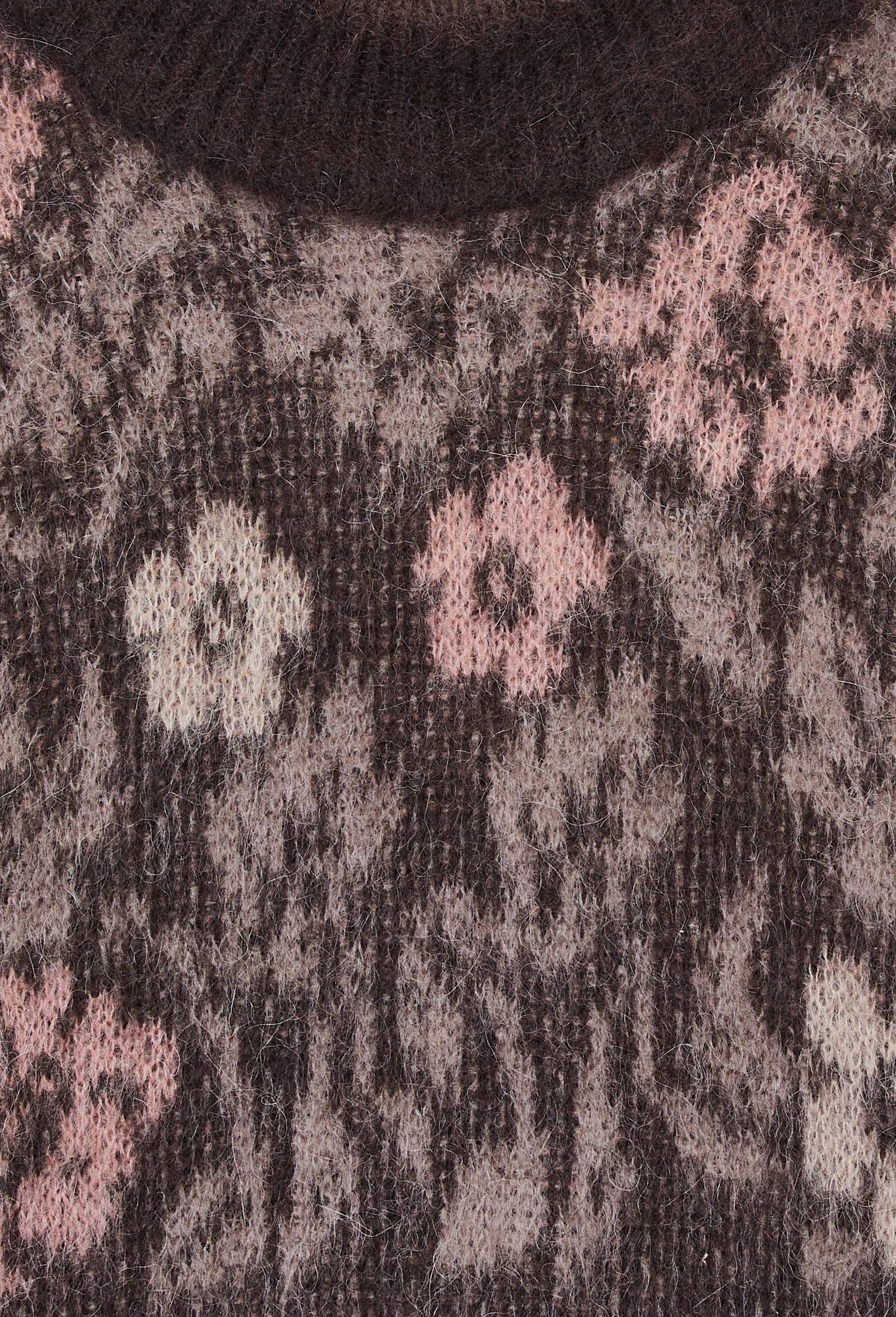Pull jacquard &agrave; fleurs contenant de l'alpaga, Brun, large image number 4
