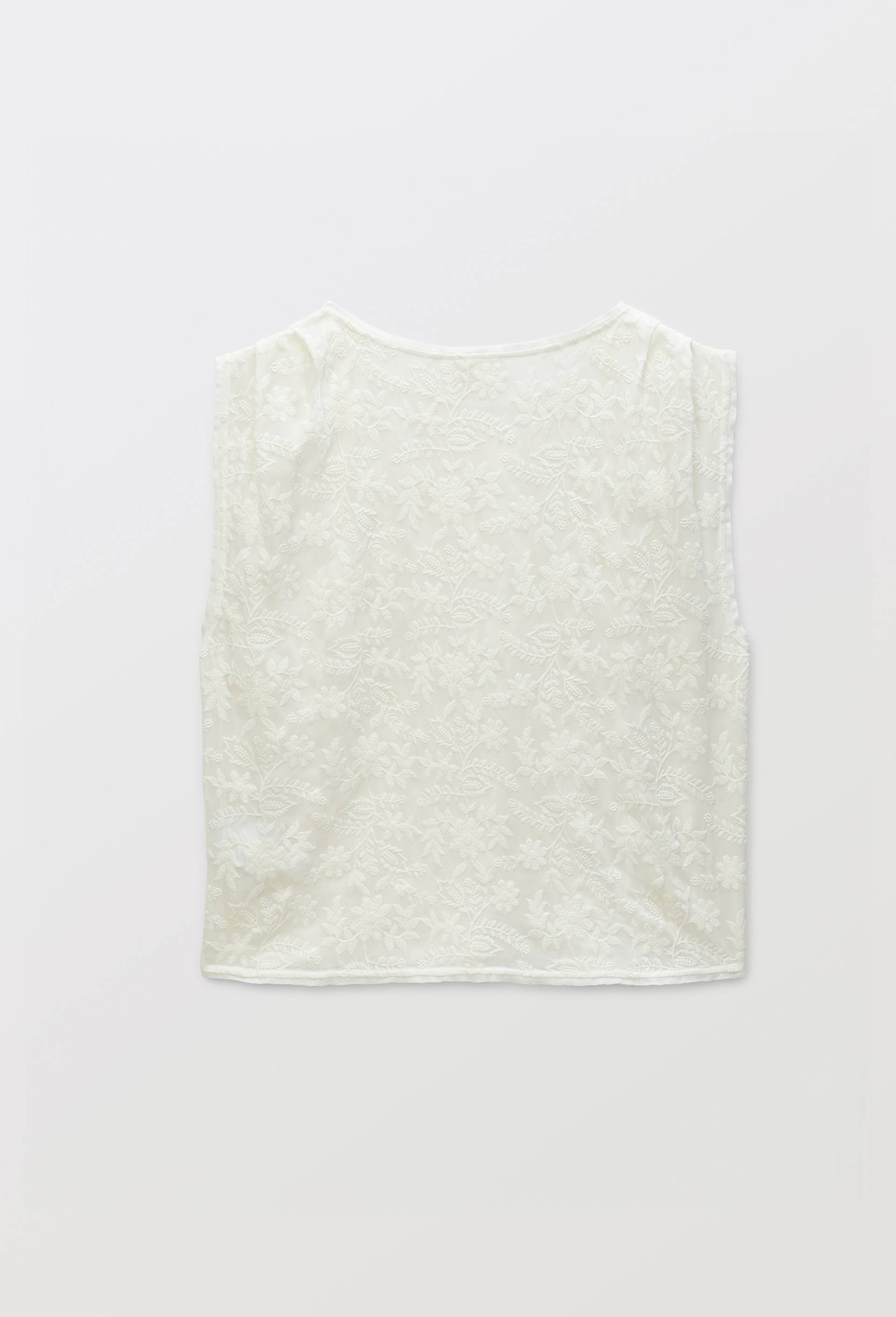 Blouse sans manches brod&eacute;e - MUS&Eacute;E D'ORSAY x MONOPRIX, Blanc, large image number 5.0