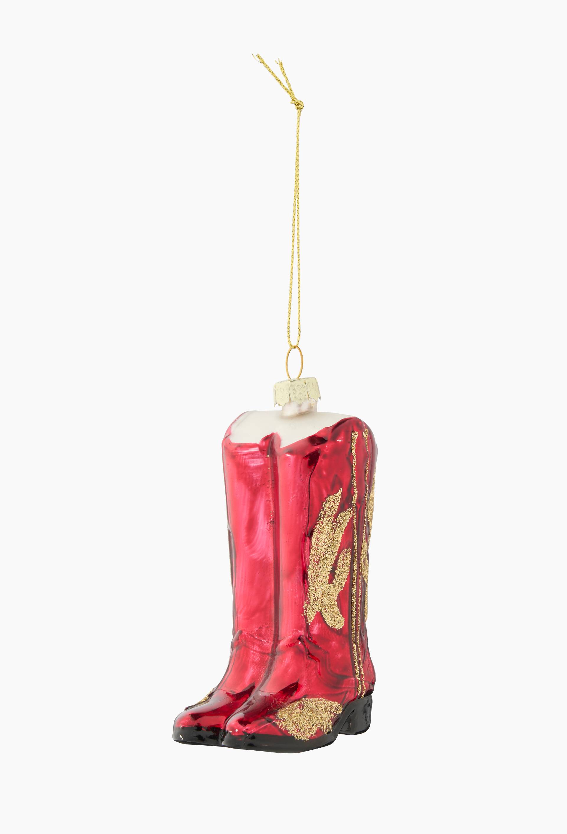 Ornement santiags, 6x4.5x10cm, en verre, Rouge, large image number 1