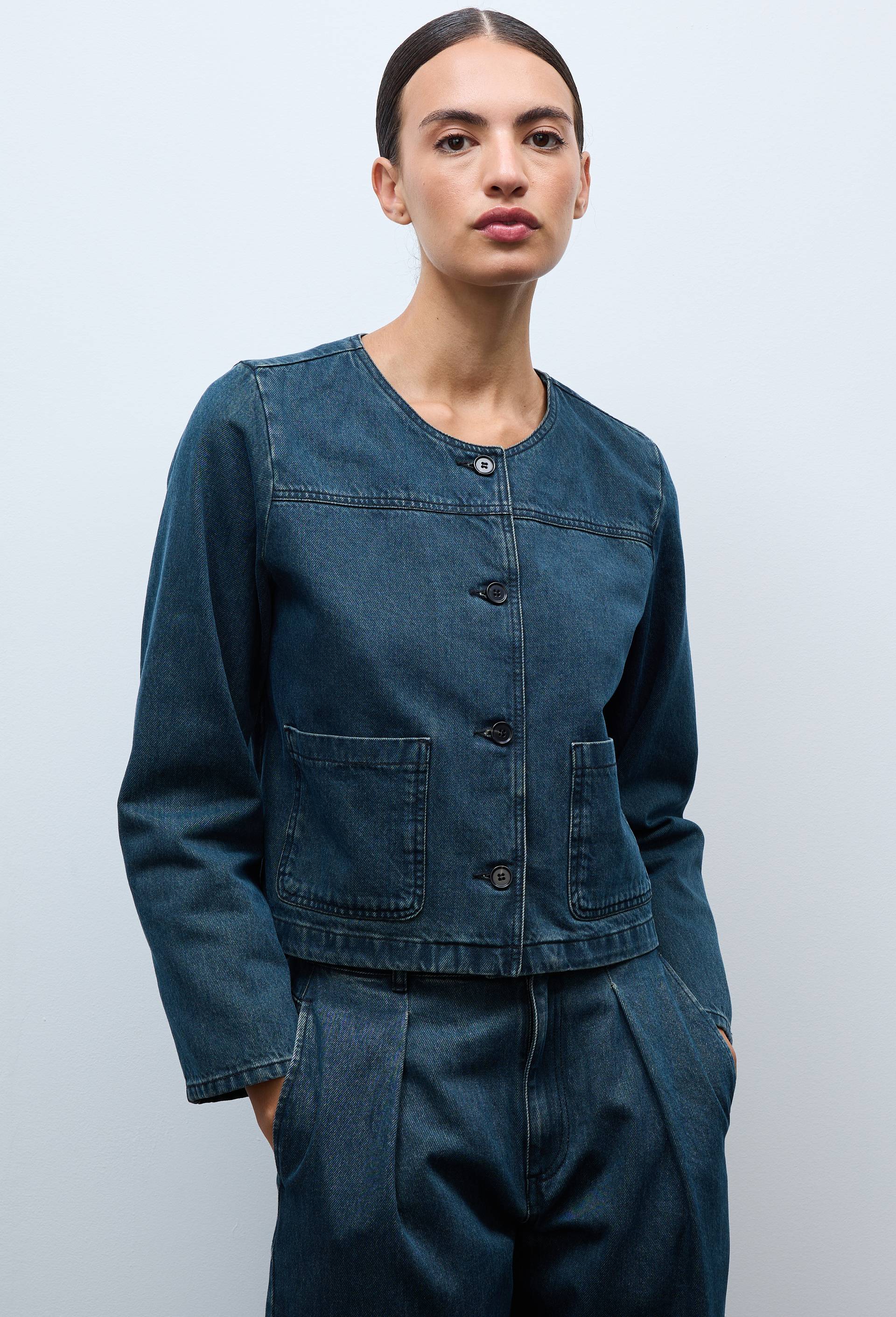 Veste courte en jean, Bleu fonc&eacute;, large image number 1.0