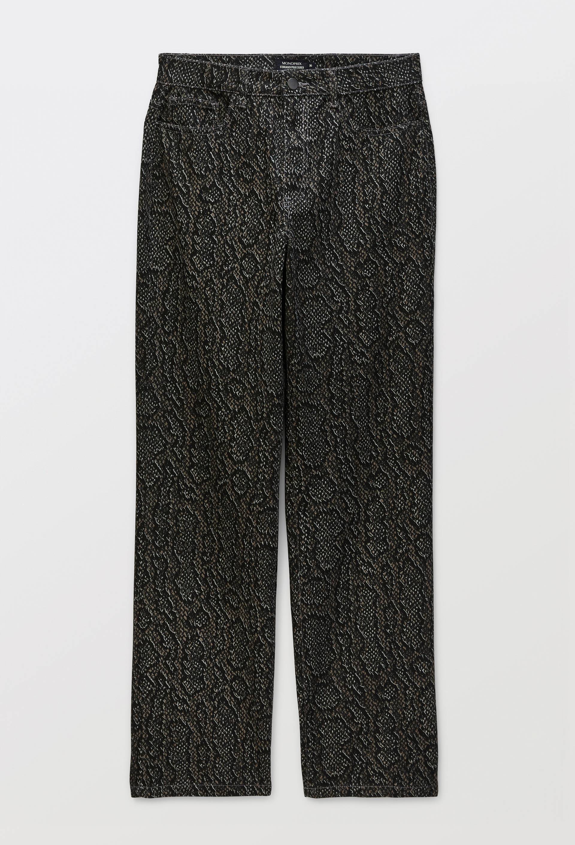 Pantalon droit &agrave; motifs en coton bio GOTS, Gris fonc&eacute;, large image number 0