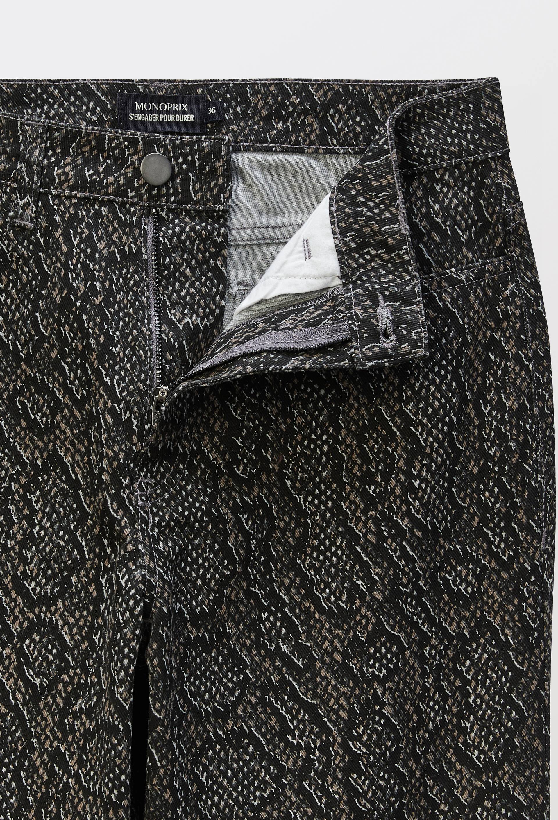 Pantalon droit &agrave; motifs en coton bio GOTS, Gris fonc&eacute;, large image number 2