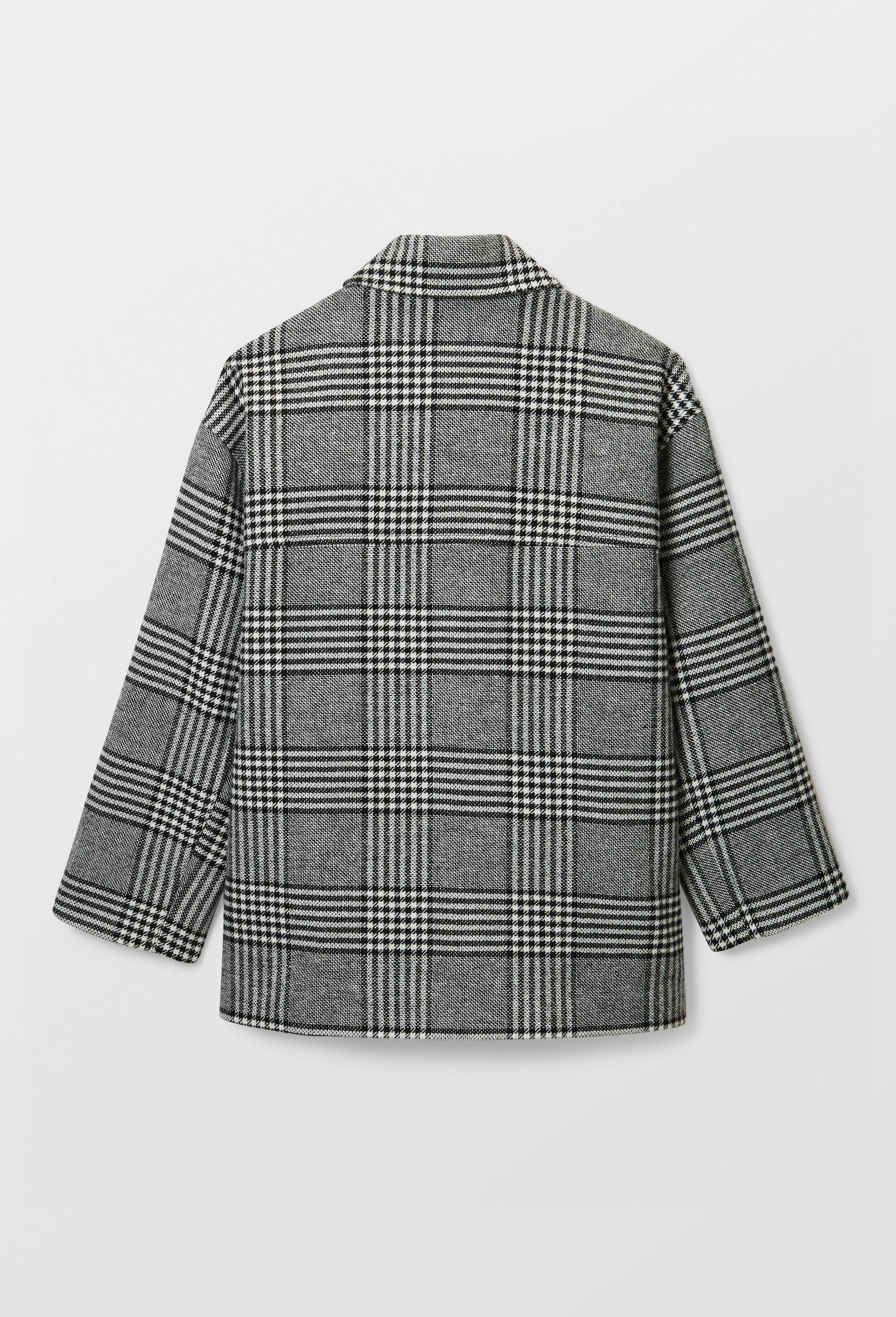 Manteau court &agrave; carreaux double boutonnage contenant de la laine, Gris, large image number 3