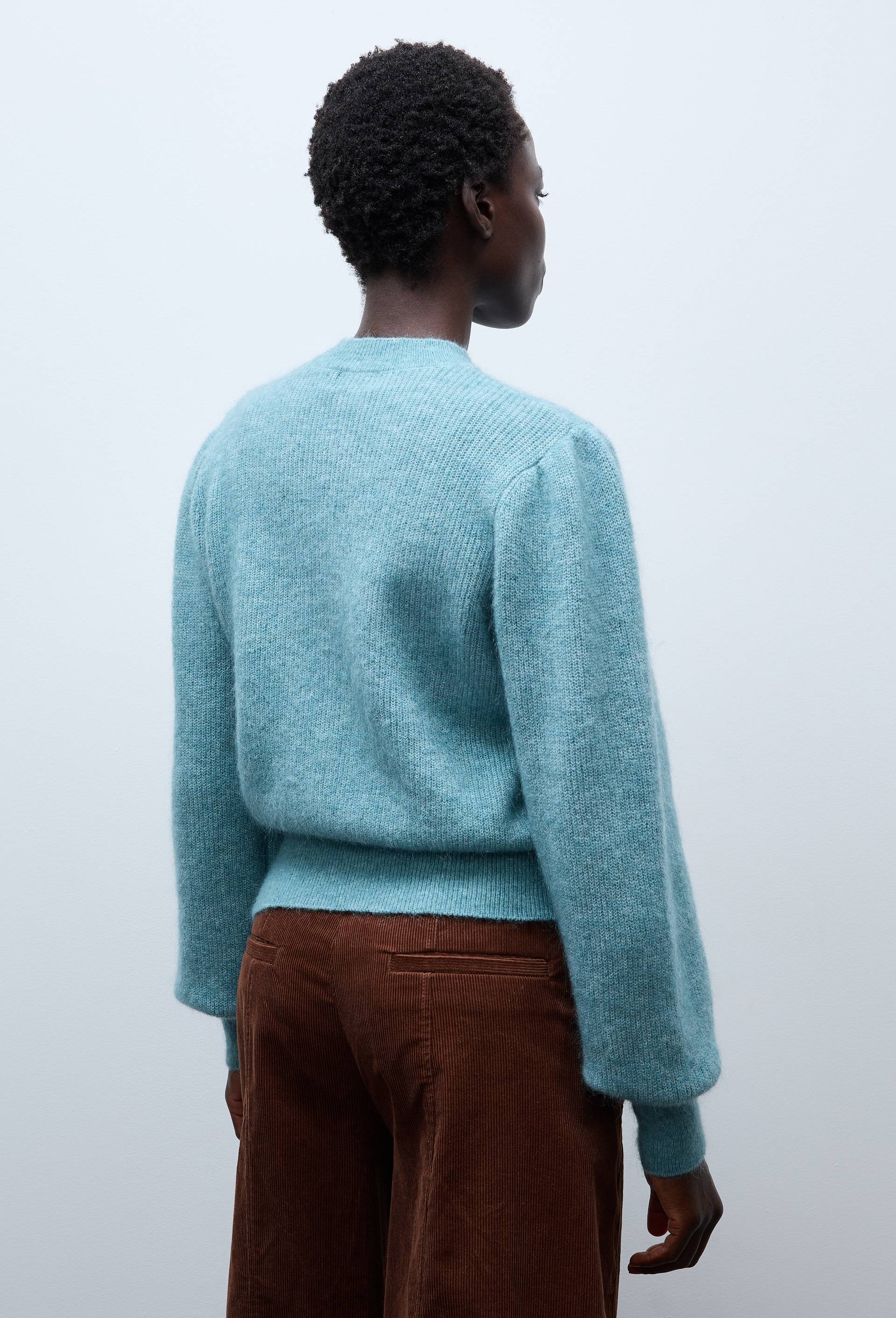 Pull manches longues torsad&eacute; contenant du mohair, Vert, large image number 1