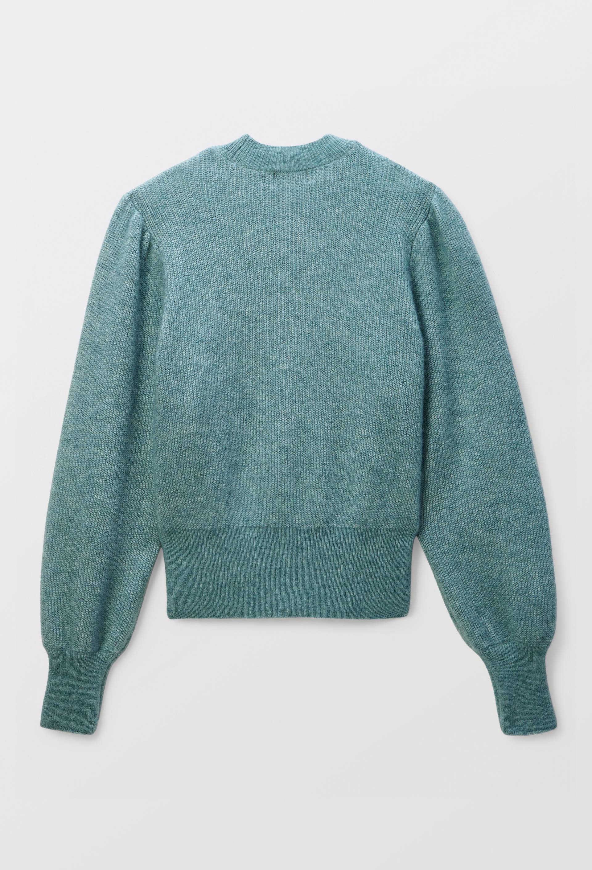 Pull manches longues torsad&eacute; contenant du mohair, Vert, large image number 3