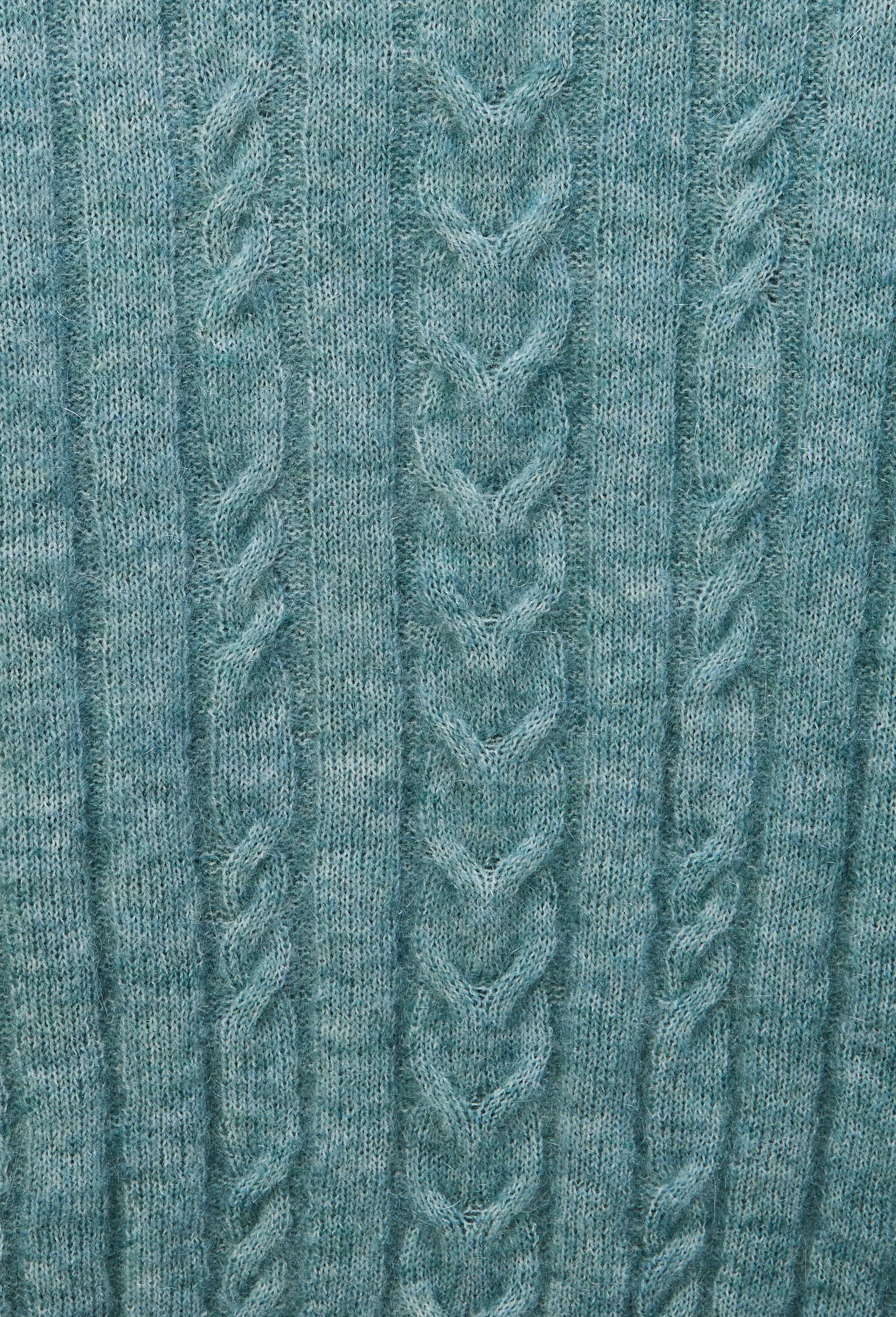 Pull manches longues torsad&eacute; contenant du mohair, Vert, large image number 4