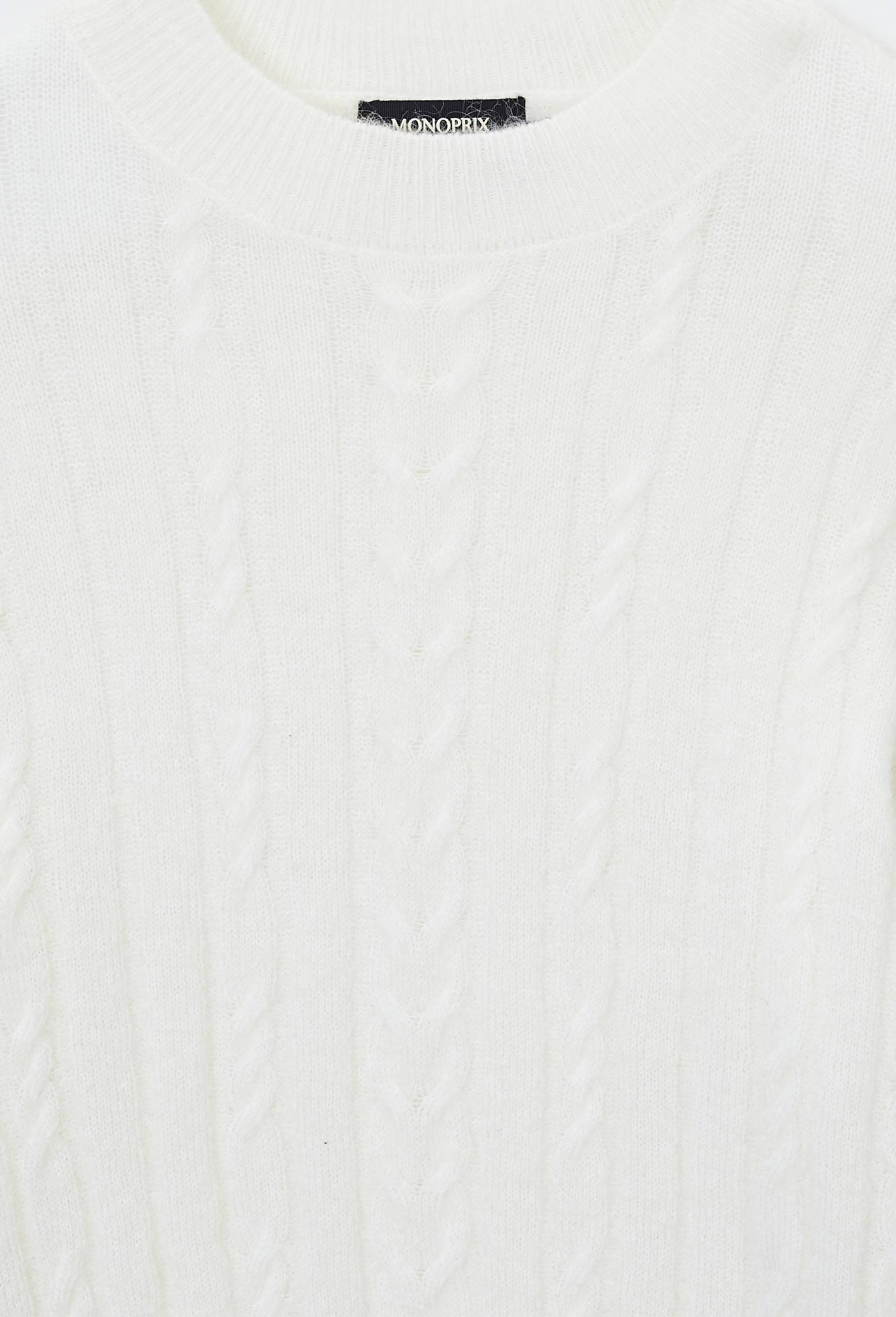 Pull manches longues torsad&eacute; contenant du mohair, Ecru, large image number 4