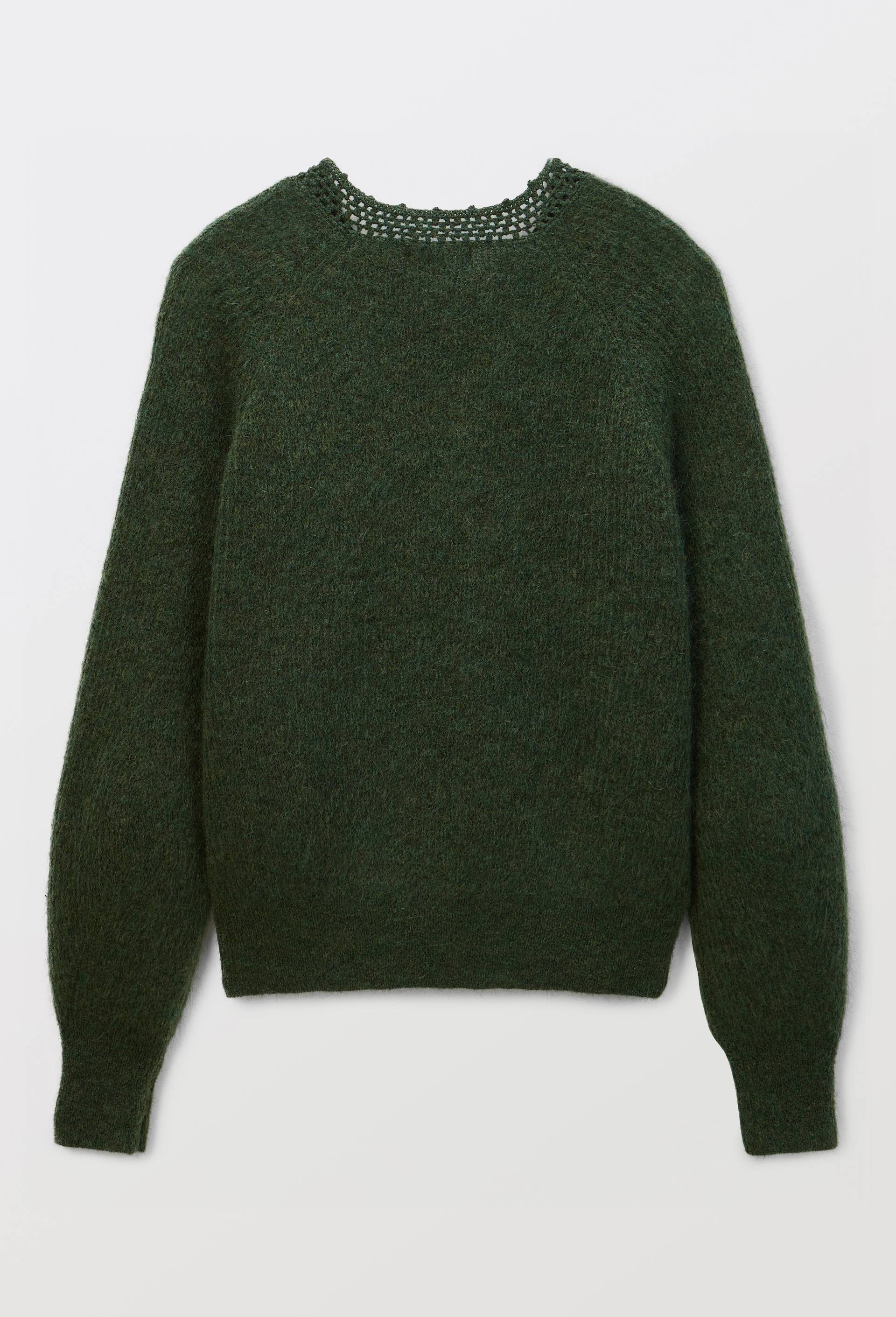 Pull avec d&eacute;tails au col contenant du mohair, Vert fonc&eacute;, large image number 3
