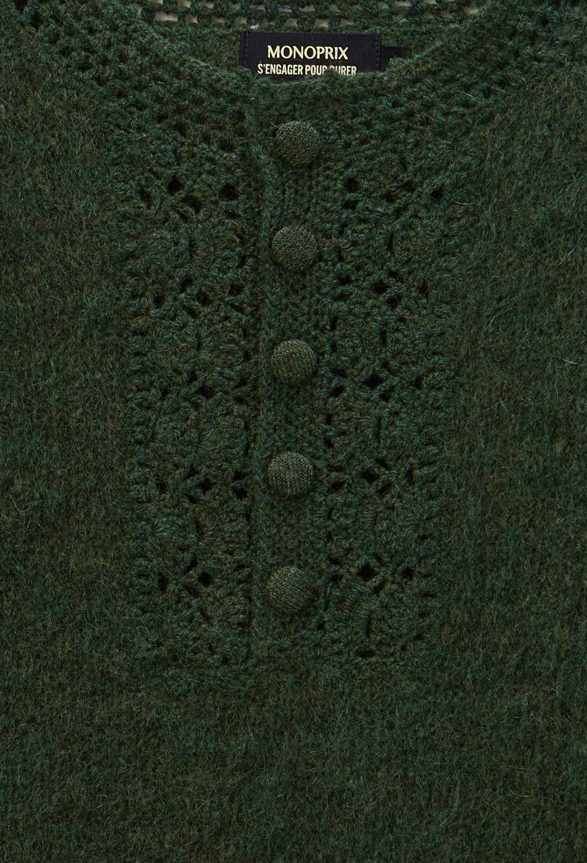 Pull avec d&eacute;tails au col contenant du mohair, Vert fonc&eacute;, large image number 4