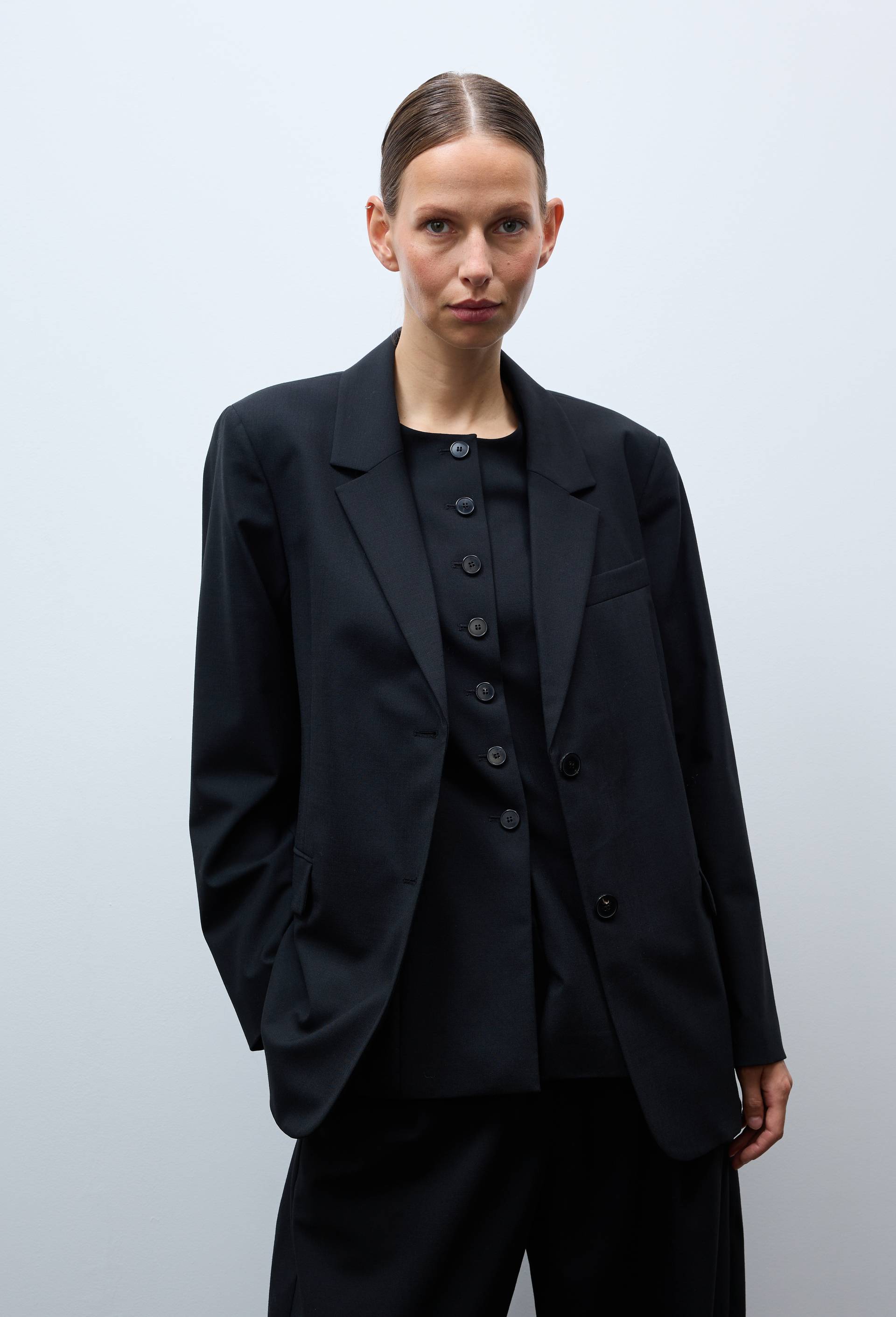 Veste de costume contenant de la laine - MUS&Eacute;E D'ORSAY x MONOPRIX, Noir, large image number 2.0