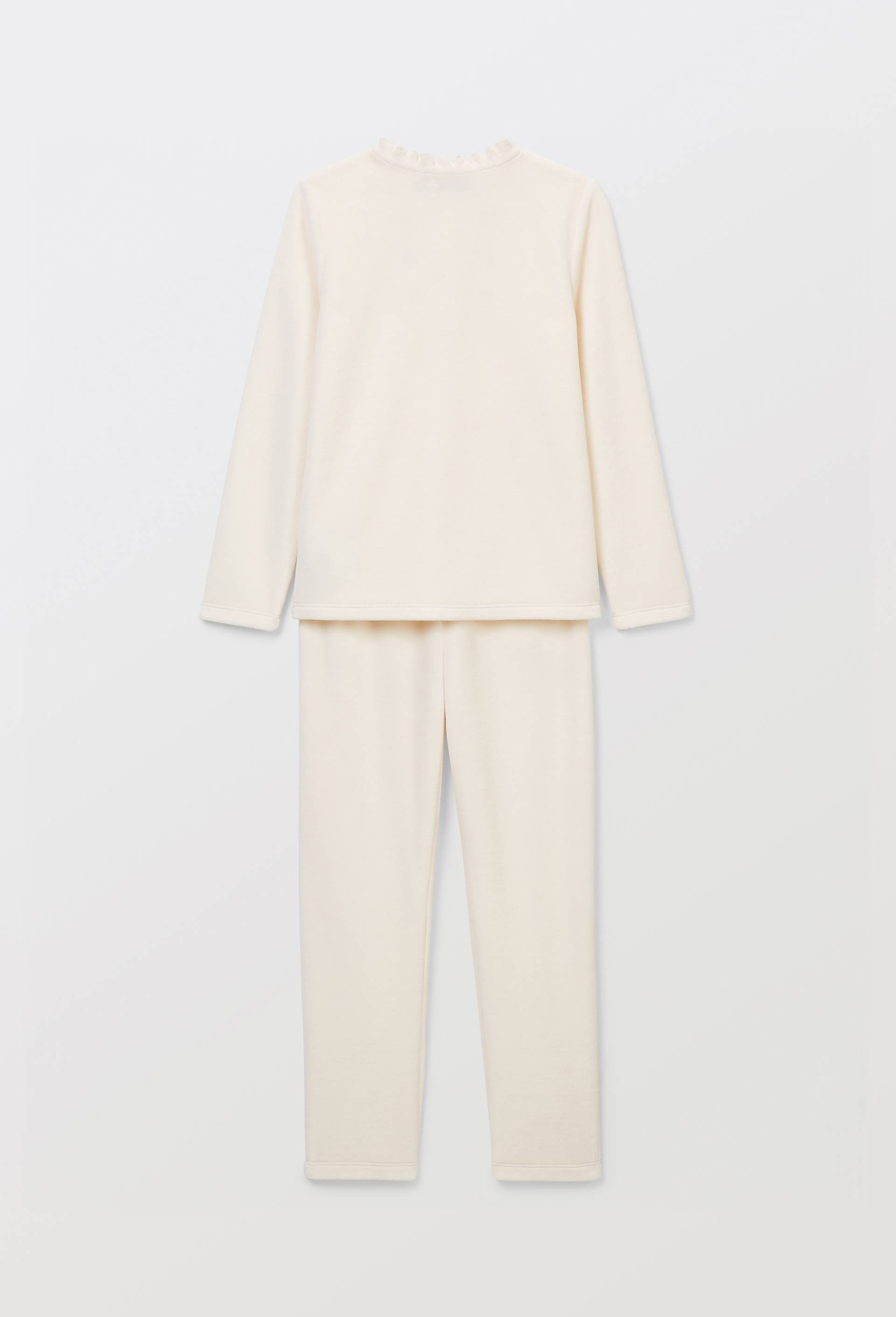Pyjama velours manches longues brod&eacute;, Beige clair, large image number 4.0
