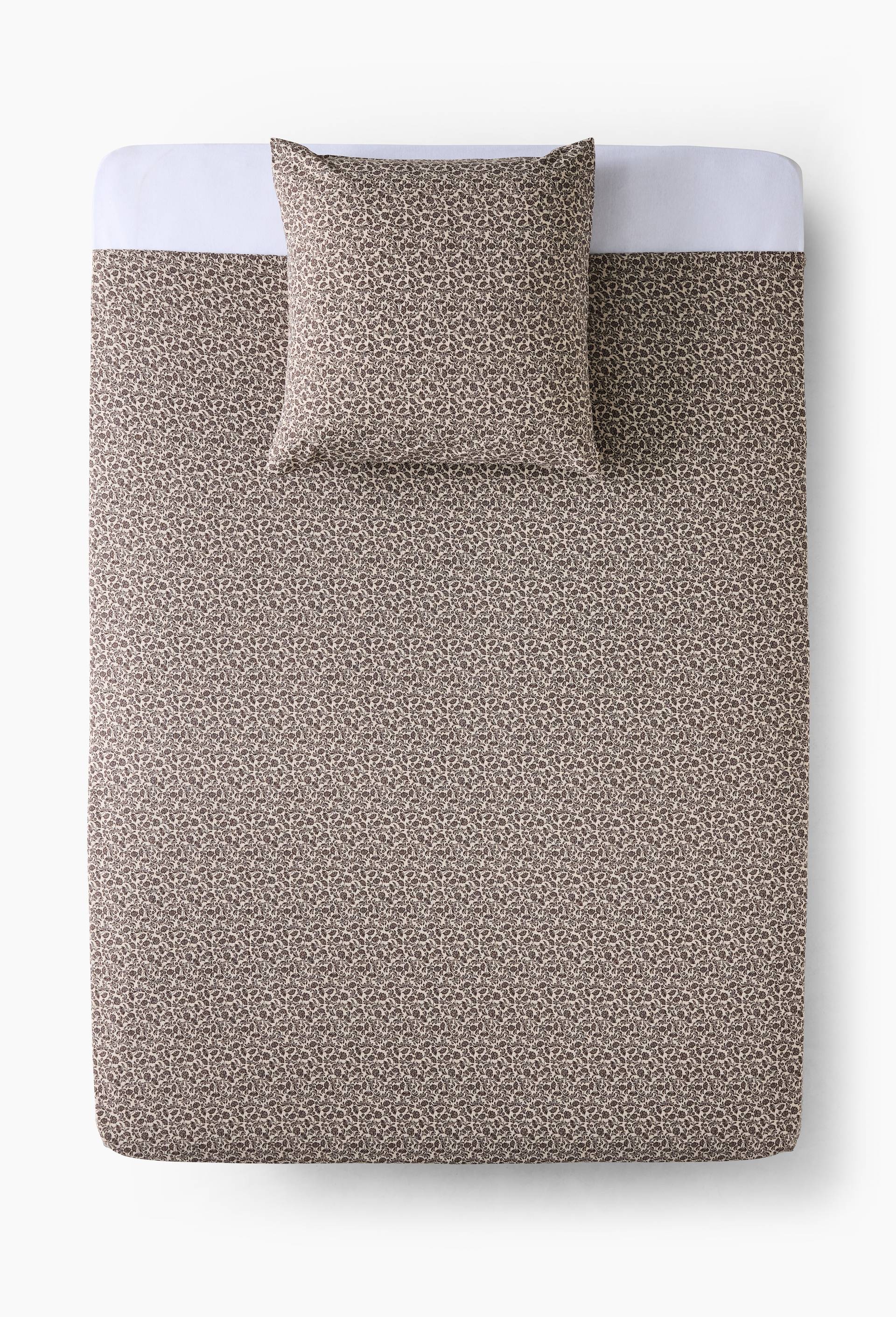 Housse de couette imprim&eacute;e, 240x220cm, coton-lin, Brun fonc&eacute;, large image number 1