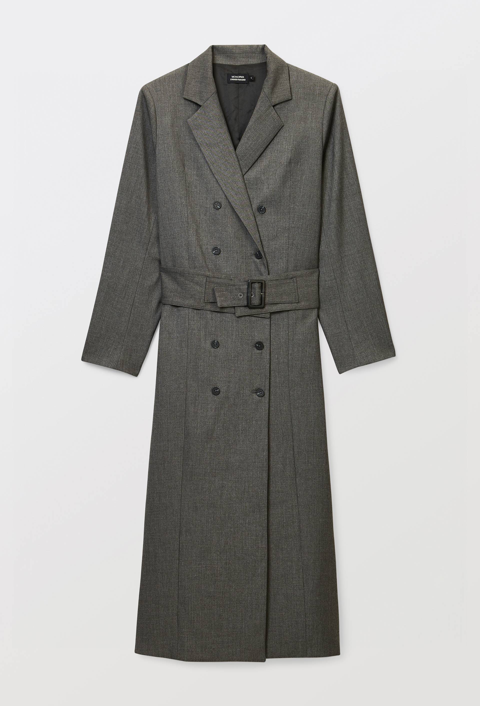 Robe tailleur cintr&eacute;e unie, Gris fonc&eacute;, large image number 4