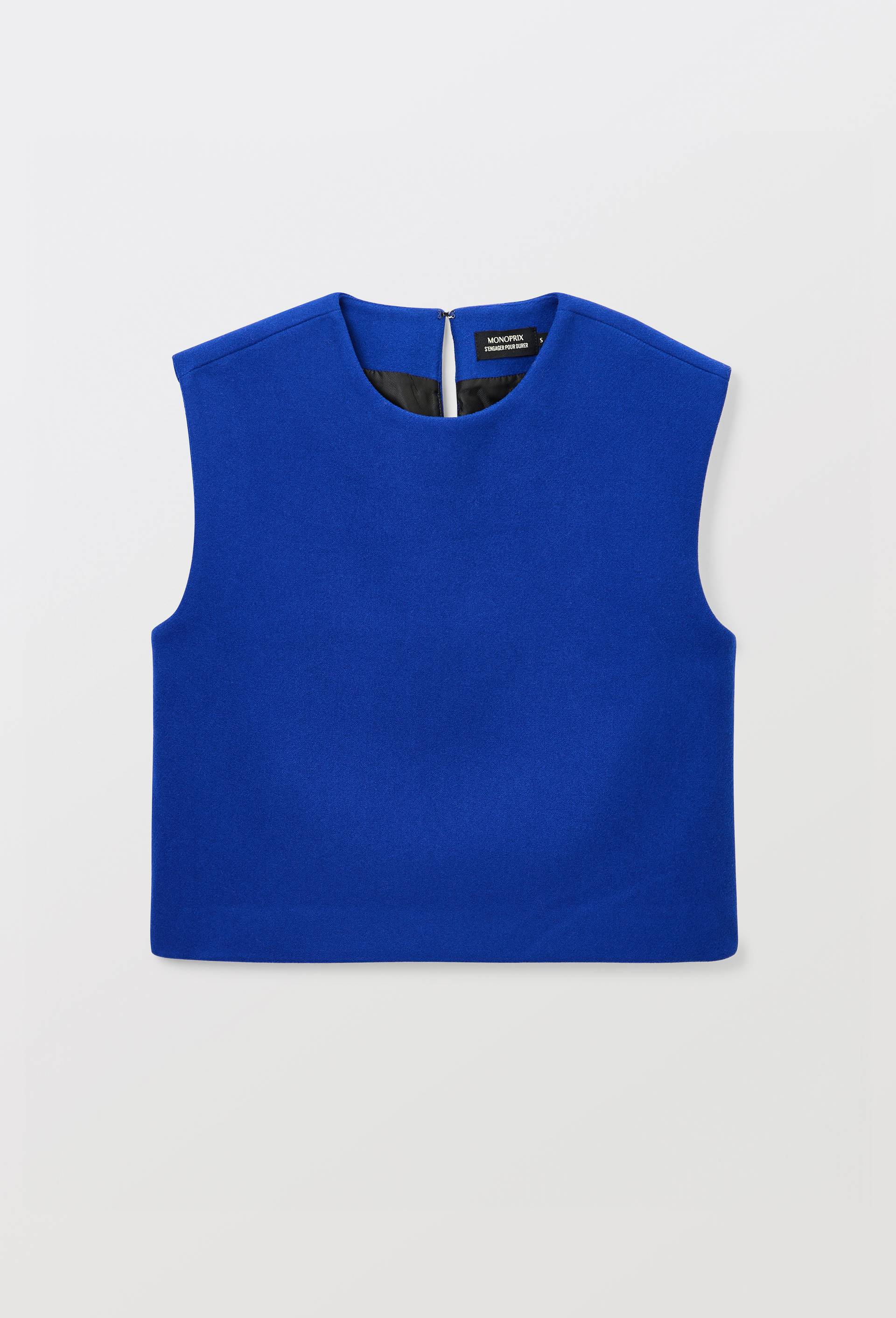 Top sans manches uni contenant de la laine, Bleu, large image number 2.0